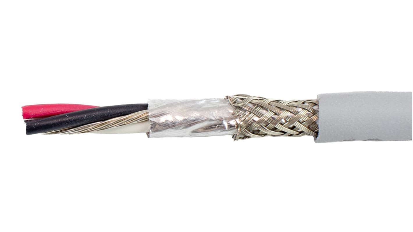 Câble de commande Blindé Alpha Wire Ecogen Ecocable Mini 300 V, 6 x 0,38 mm², 22 AWG, gaine mPPE Gris, , 30m