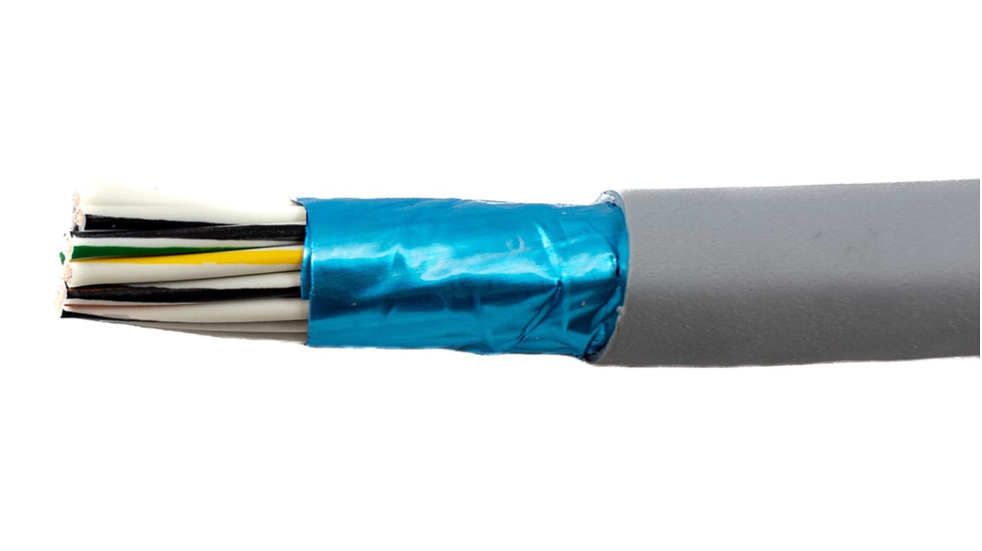 Alpha Wire EcoCable Mini Control Cable, 25 Cores, 0.38 mm², ECO, Screened, 30m, Grey mPPE Sheath, 22 AWG