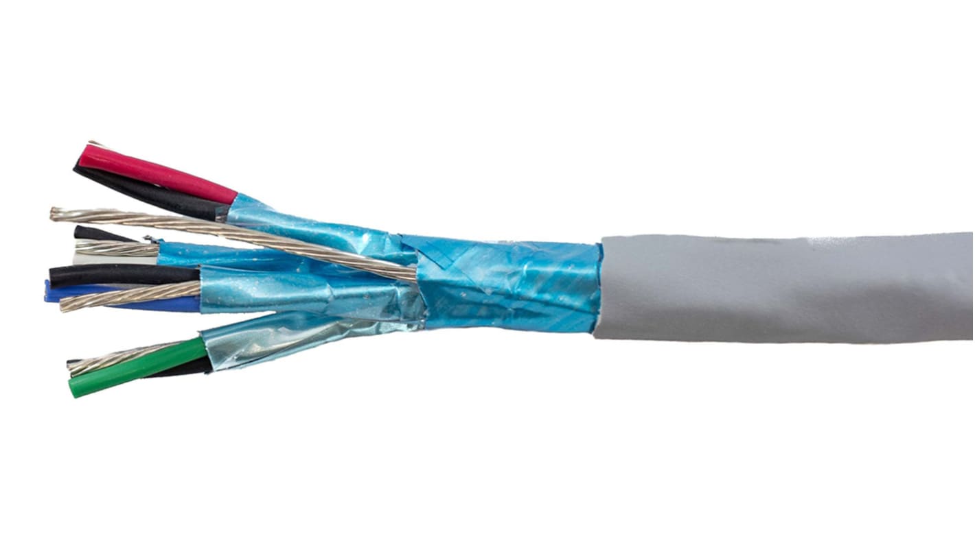 Alpha Wire Twisted Pair Data Cable, 4 Pairs, 0.382 mm², 8 Cores, 22 AWG, Screened, 30m, Grey Sheath