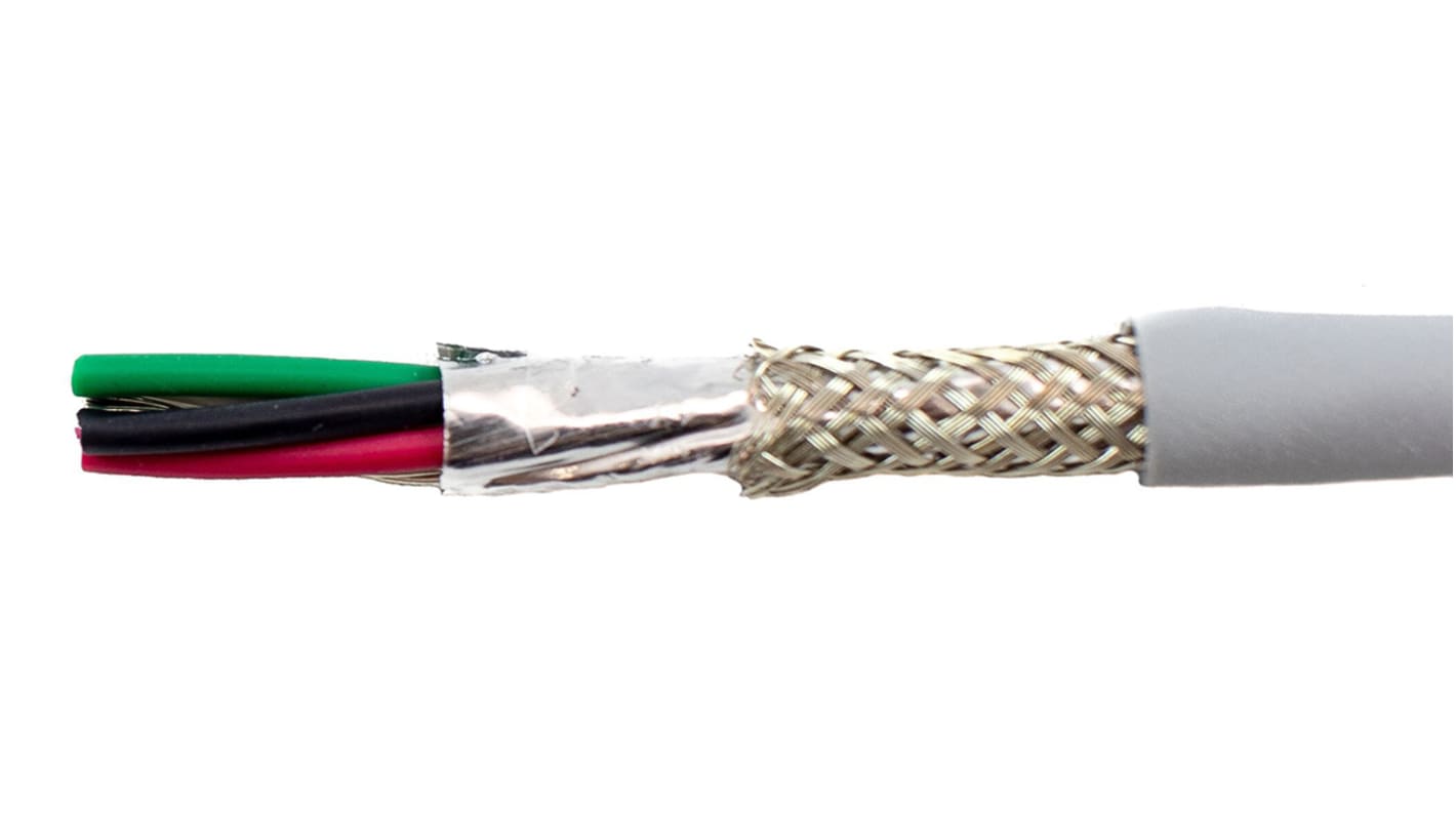 Cable de control apantallado Alpha Wire Ecogen Ecocable Mini de 4 núcleos, 0.09 mm², Ø ext. 3.51mm, long. 30m, 300 V,