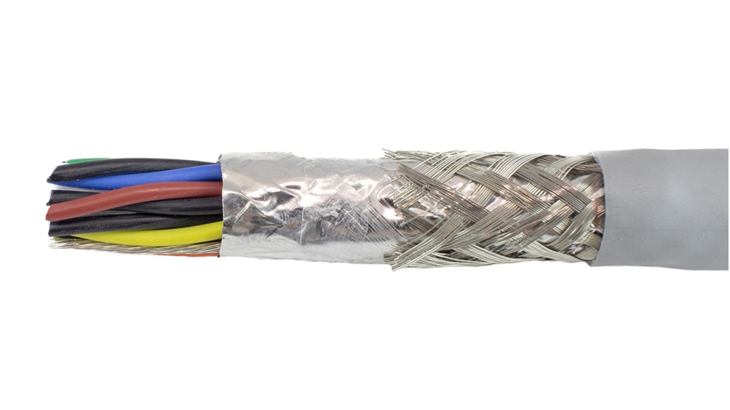 Alpha Wire Twisted Pair Data Cable, 9 Pairs, 0.241 mm², 18 Cores, 24 AWG, Screened, 30m, Grey Sheath