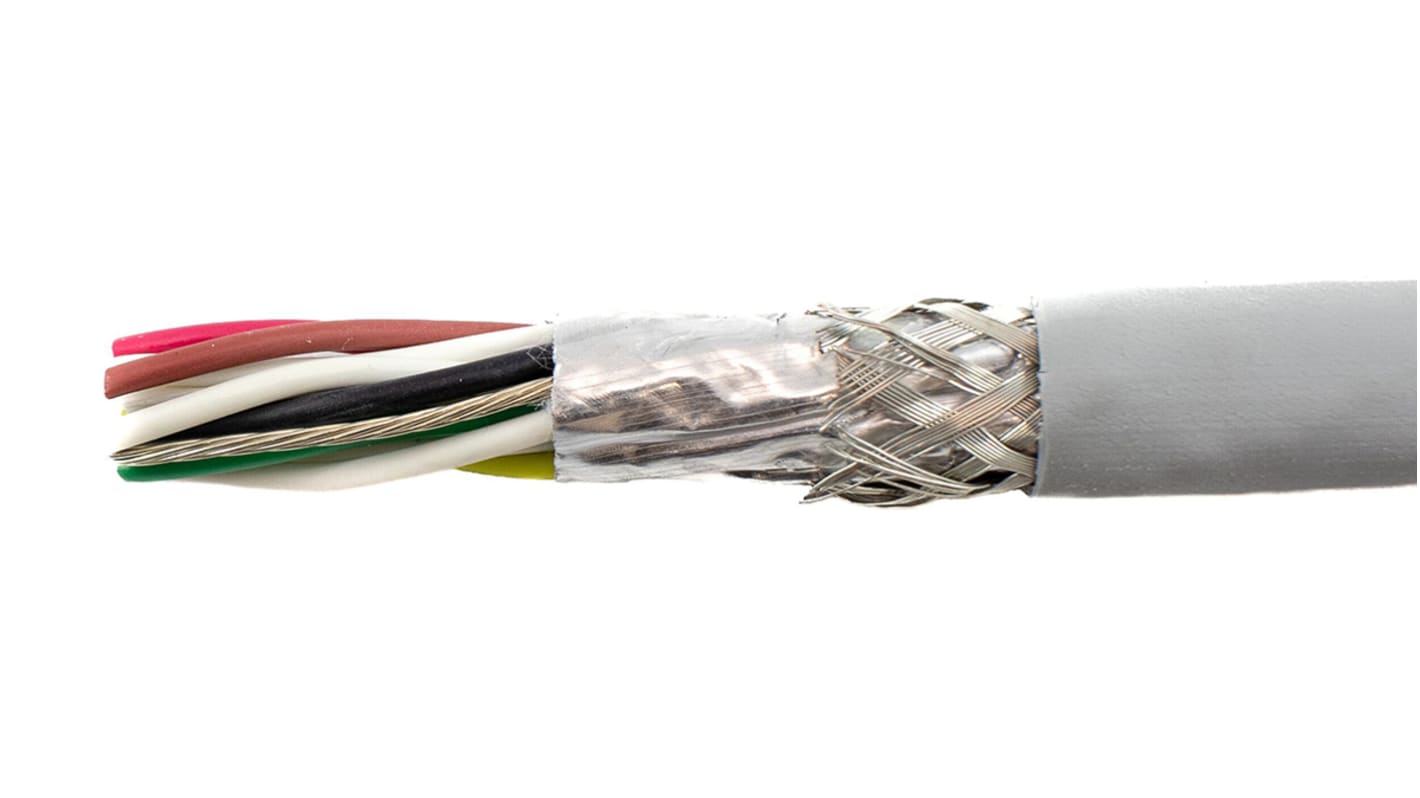 Cable de datos apantallado Alpha Wire Ecogen Ecocable Mini de 12 conductores, 6 pares, 0.382 mm², 22 AWG, long. 30m, Ø