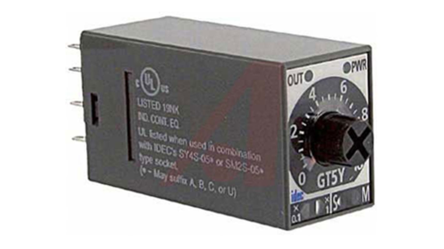 Idec Plug In Timer Relay, 24V dc, 14-Contact, 0.1 s → 1 s, 0.2 s → 10 s, 1.2 s → 1min, 1-Function,