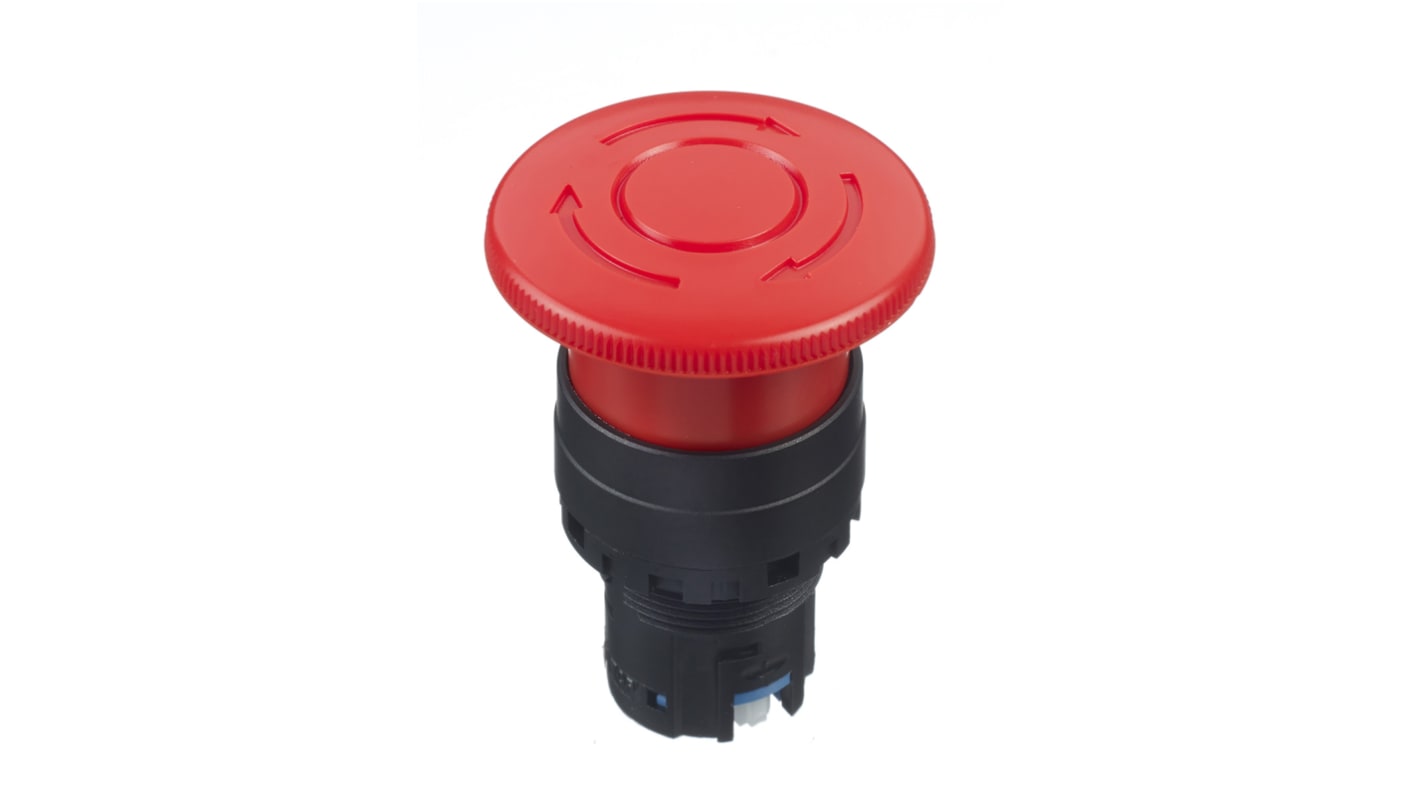 Idec HW Series Twist Release Emergency Stop Push Button, Panel Mount, 22mm Cutout, IP20, IP65