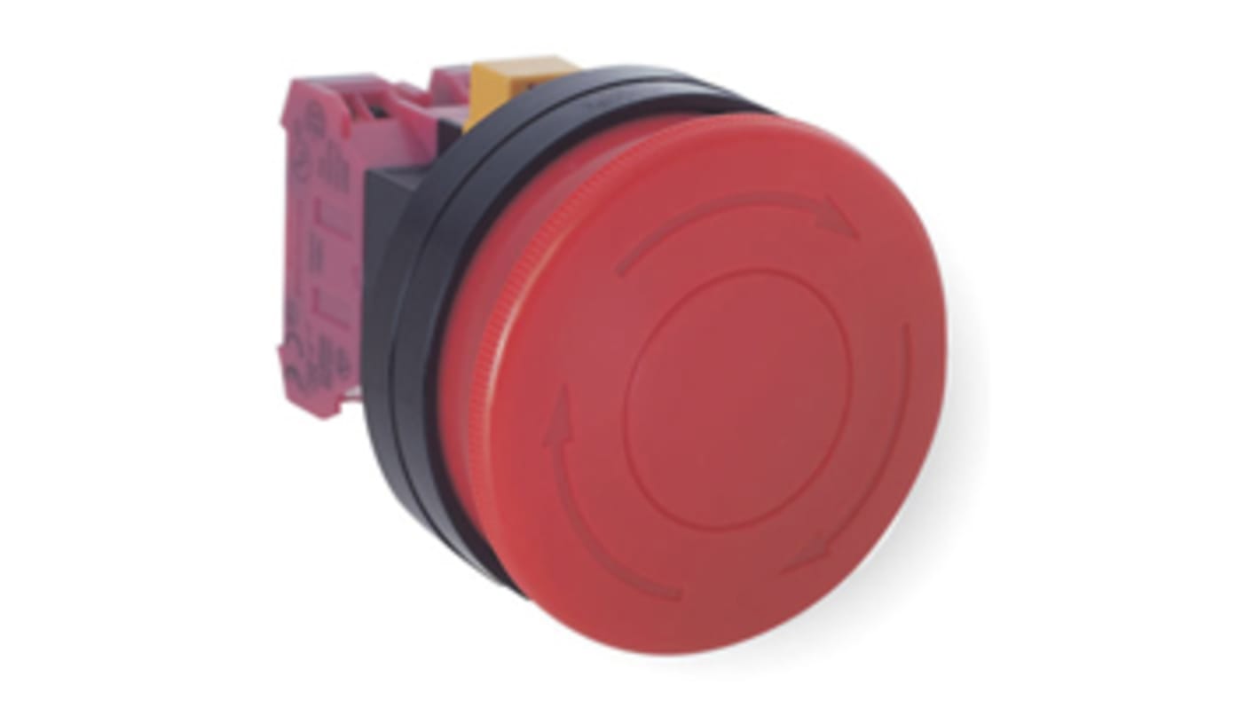 Idec HW Series Twist Release Emergency Stop Push Button, Panel Mount, 22mm Cutout, 1NO, IP65