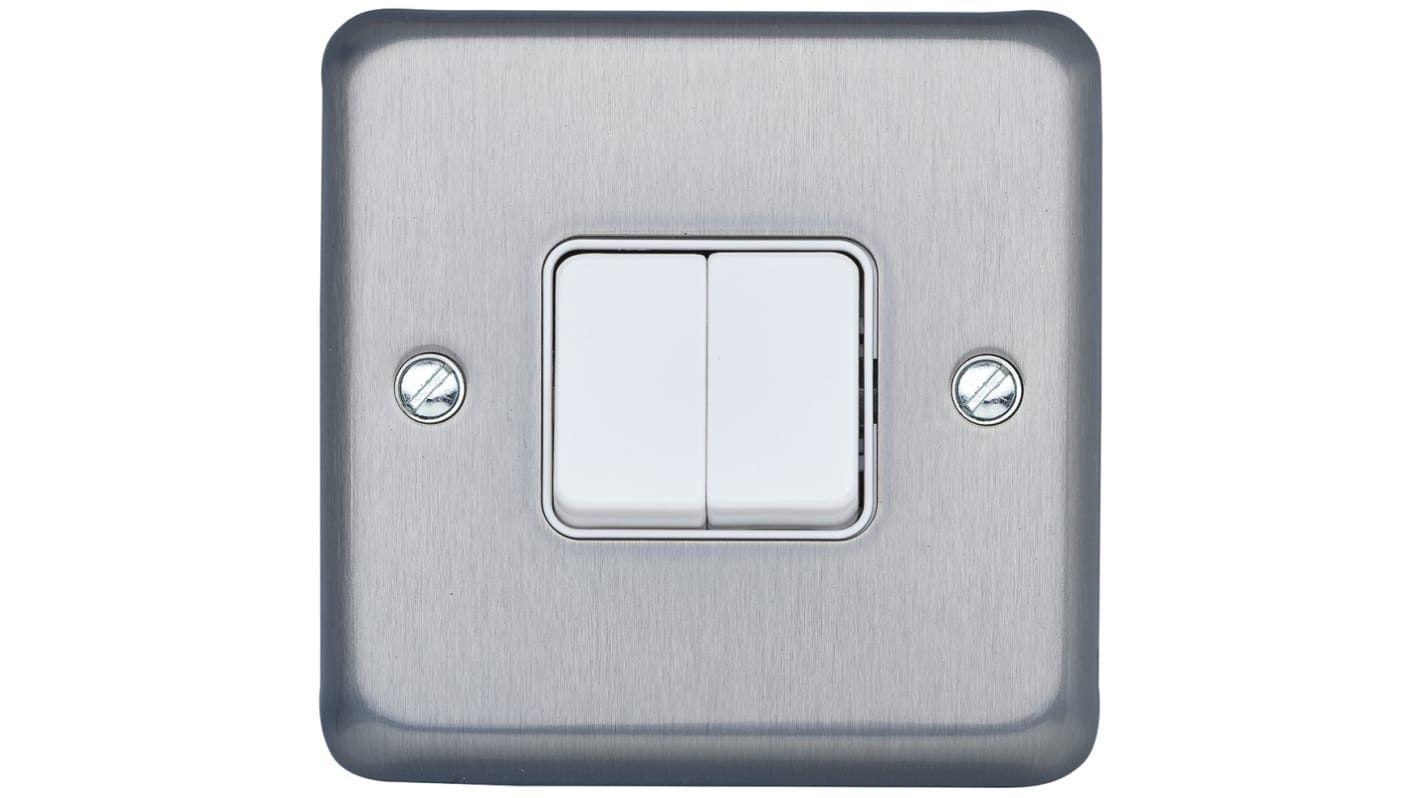 MK Electric Rocker Light Switch, 2 Way, 2 Gang, Albany Plus