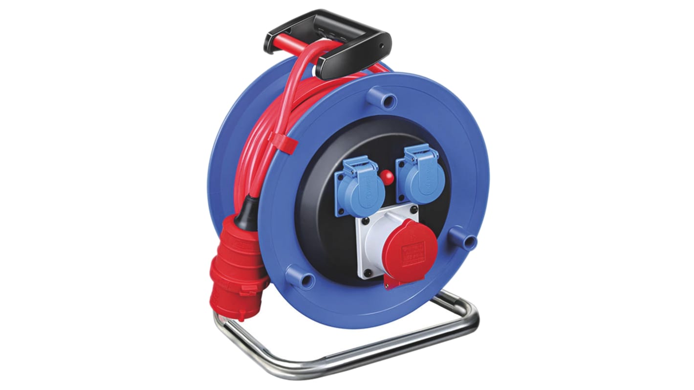 brennenstuhl 25m 2+1 Socket Type G - British Extension Reel, 230 V ac, 400 V ac, IP44