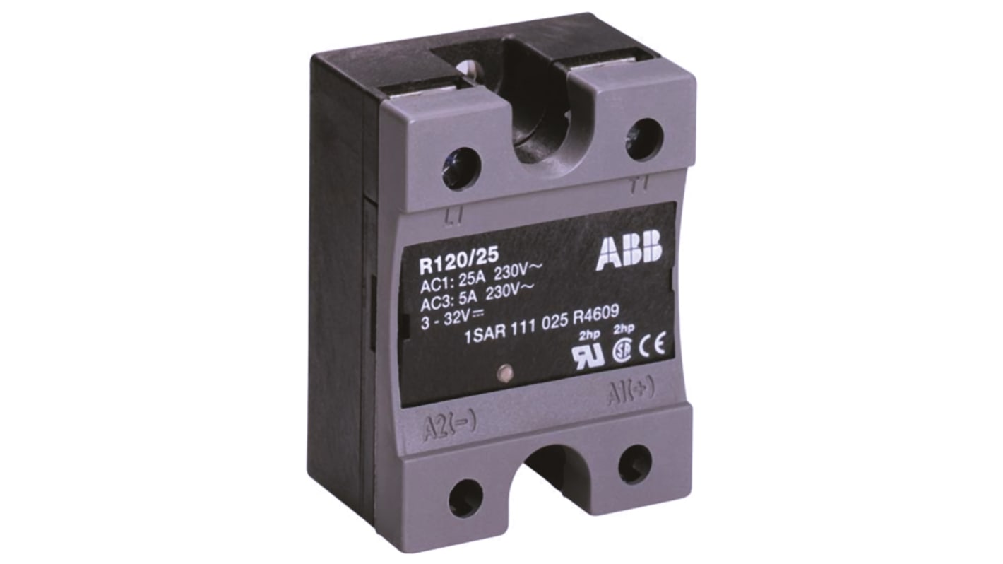 ABB Solid State Relay, 25 A rms Load, Panel Mount, 530 V ac Load, 32 V dc Control