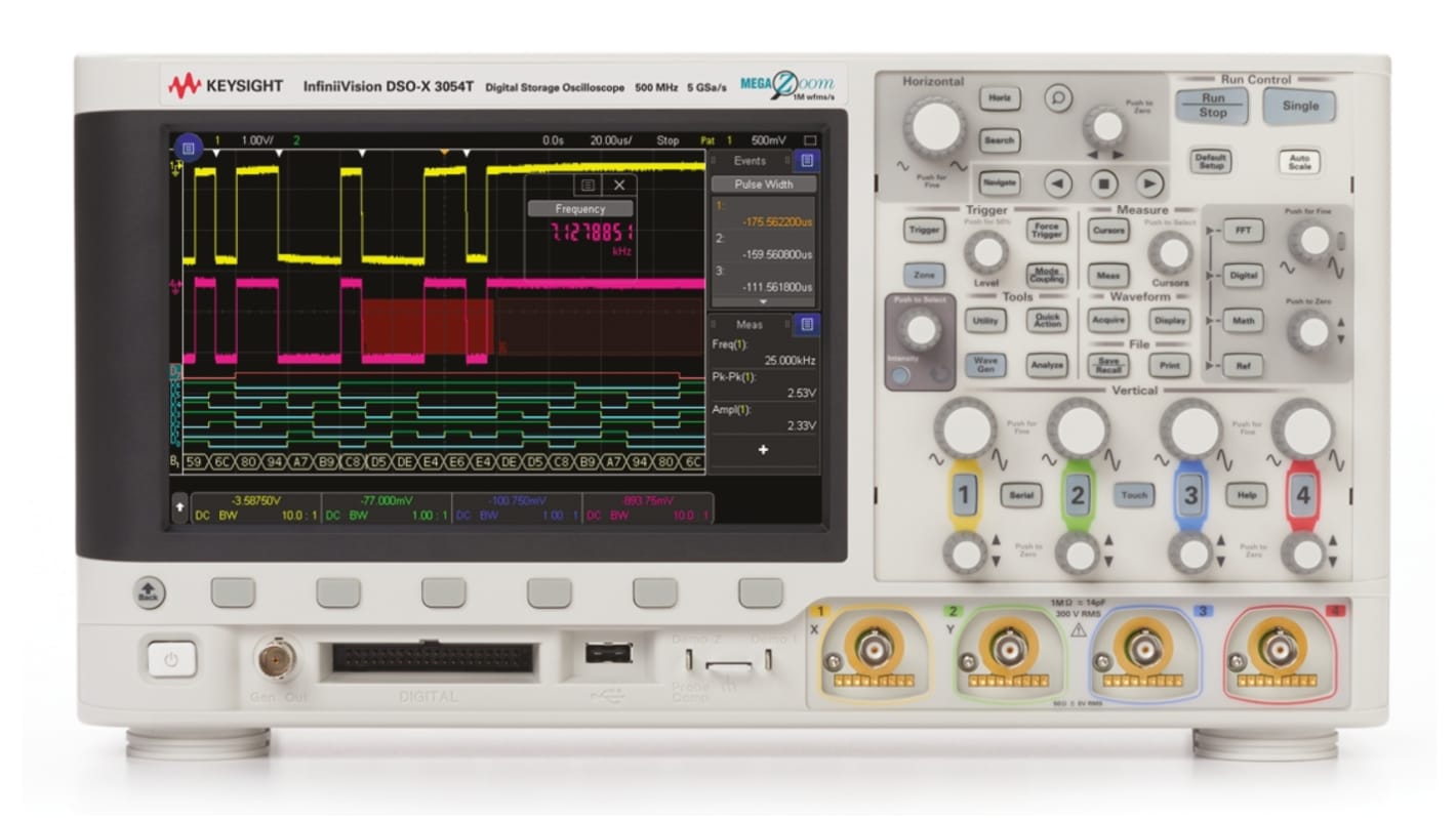 Keysight DSOX3054T Speicher Tisch Oszilloskop 4-Kanal Analog / 16 Digital 500MHz CAN, IIC, LIN, RS232, RS422, RS485,