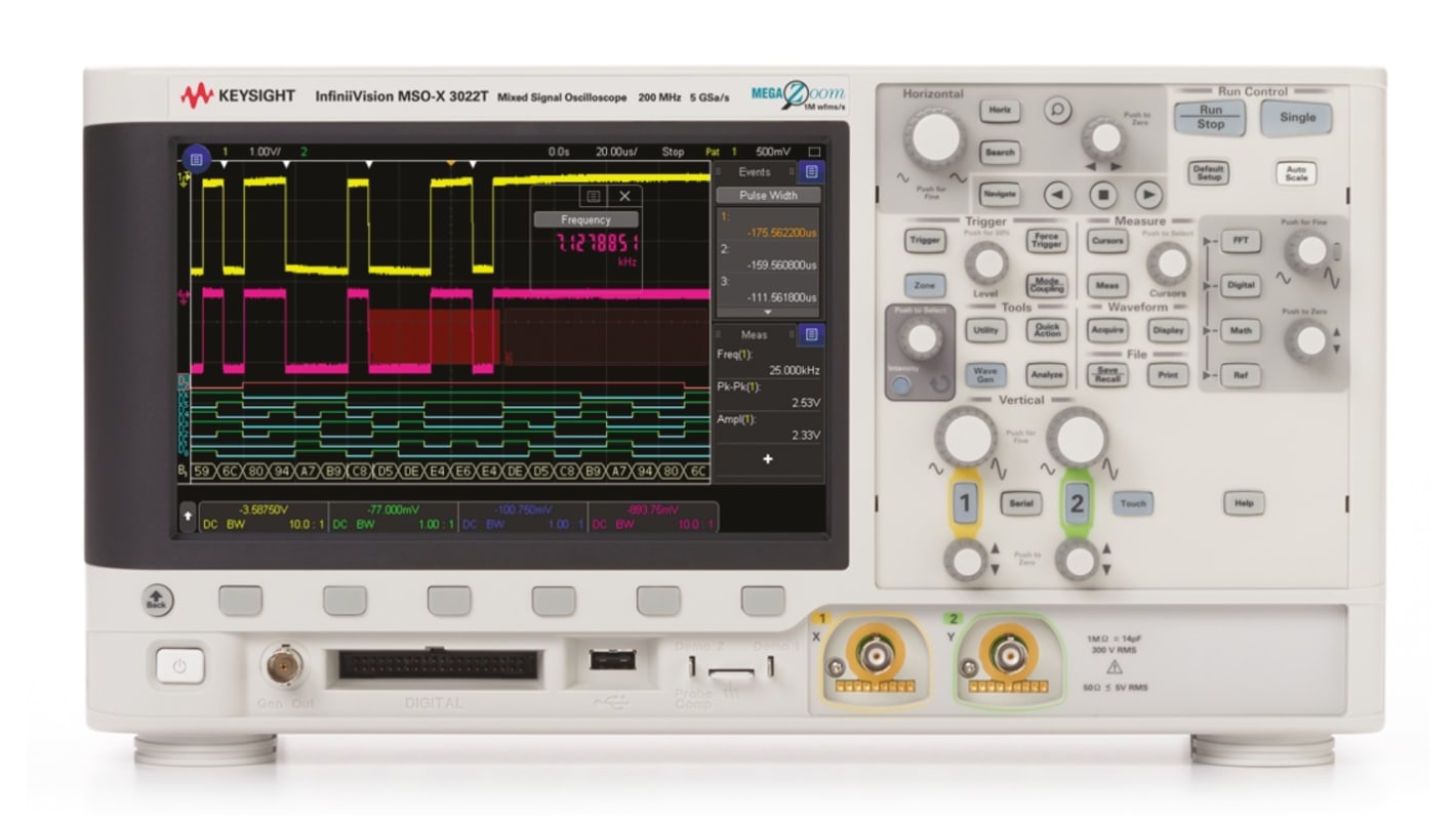 Oscilloscopio Da banco Keysight Technologies MSOX3022T, 2 ch. analogici, 16 ch. digitali, 200MHz