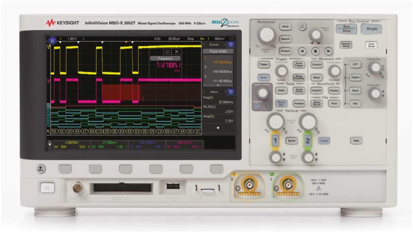 Oscilloscopio Da banco Keysight Technologies MSOX3052T, 2 ch. analogici, 16 ch. digitali, 500MHz, Cert. ISO