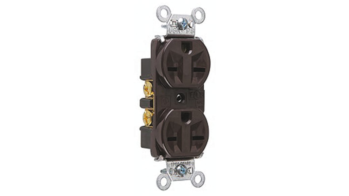 PASS & SEYMOUR Brown 2 Gang Plug Socket, 2 Poles, 15A