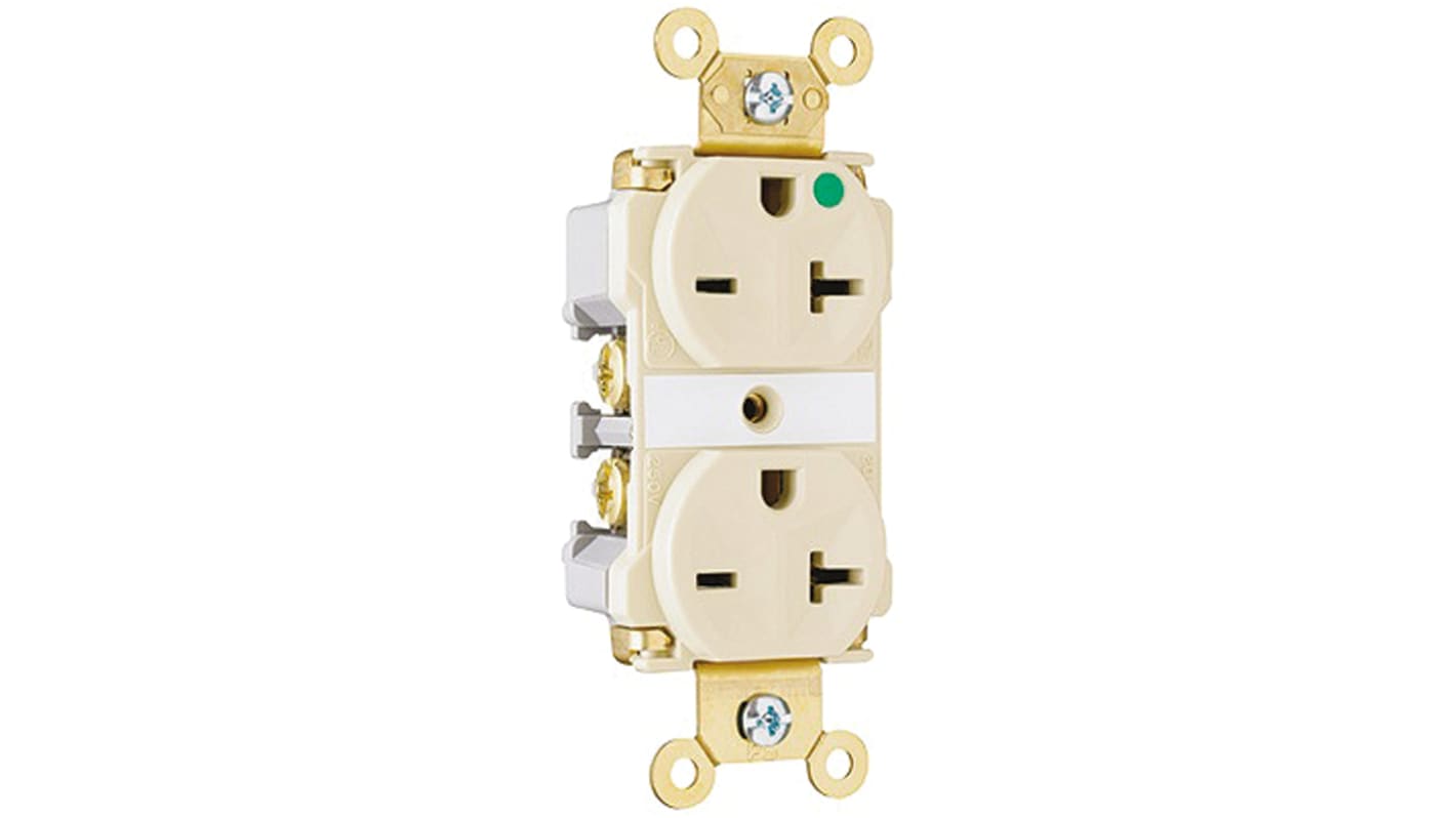 PASS & SEYMOUR White 2 Gang Plug Socket, 20A