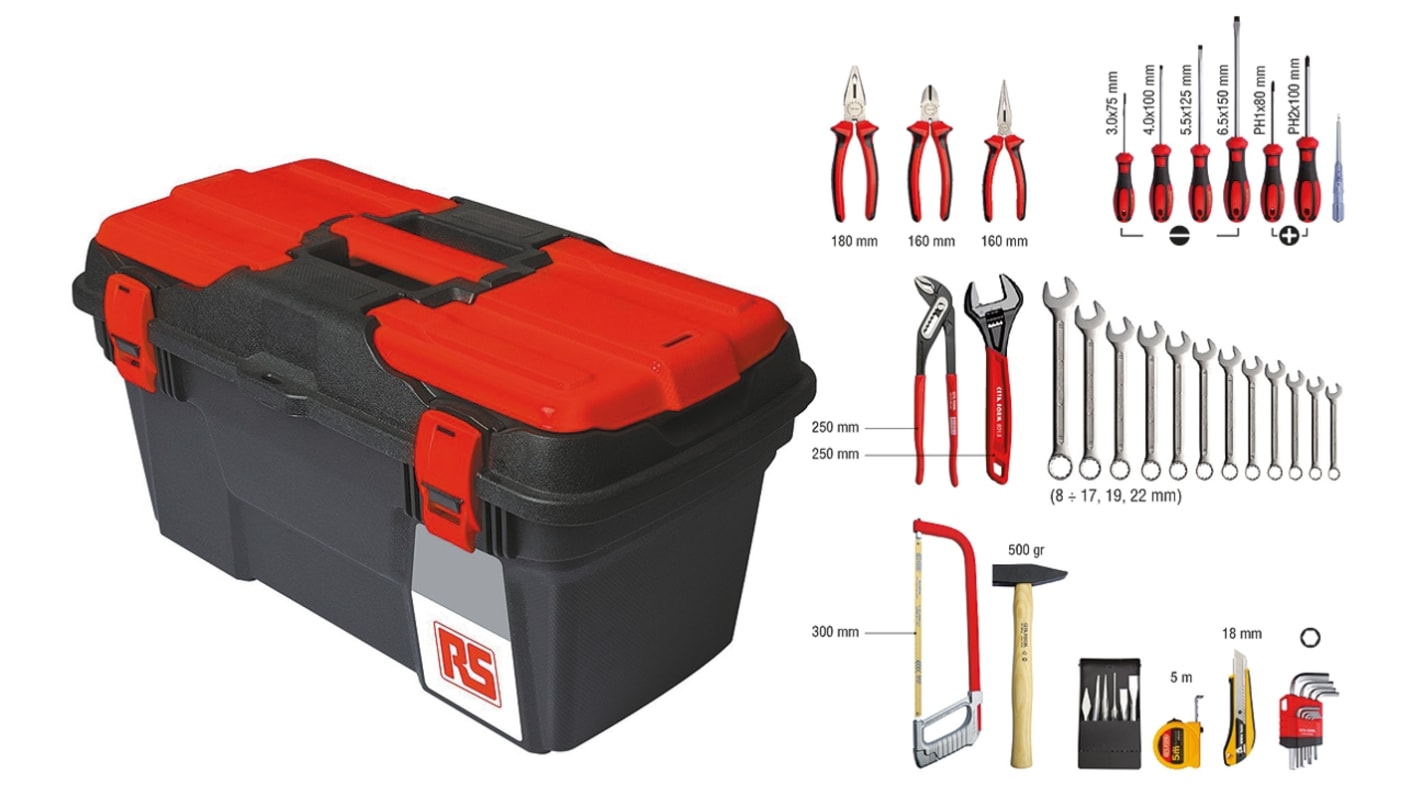 RS PRO 43 Piece Mechanics Tool Kit with Box