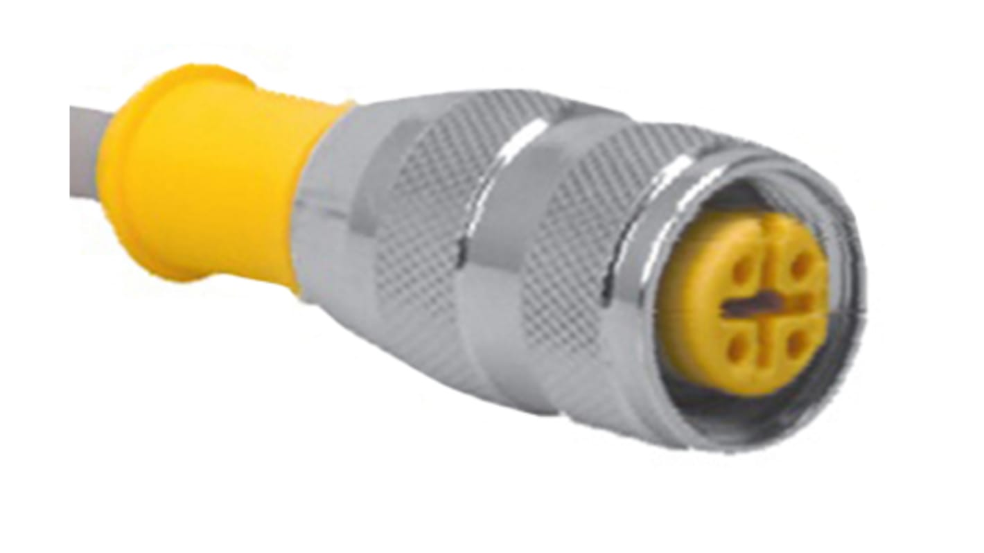 Cable de conexión Turck, con. A M12 Hembra, 3 polos, long. 4m, 250 V, 4 A, IP68, IP69K