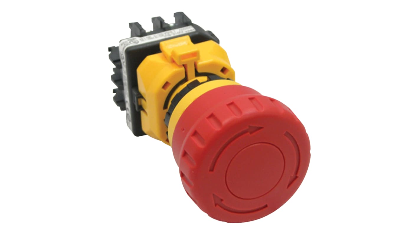 Idec XW1E Series Twist Release Emergency Stop Push Button, Panel Mount, 22mm Cutout, 4PST, IP65