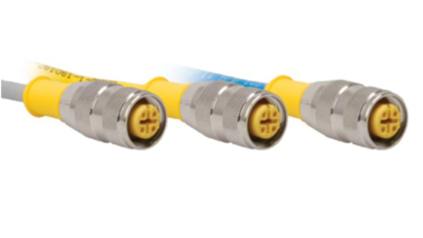 Cable de conexión Turck, con. A M12 Hembra, 4 polos, con. B M12 Macho, long. 3m, 250 V, 4 A, IP68, IP69K