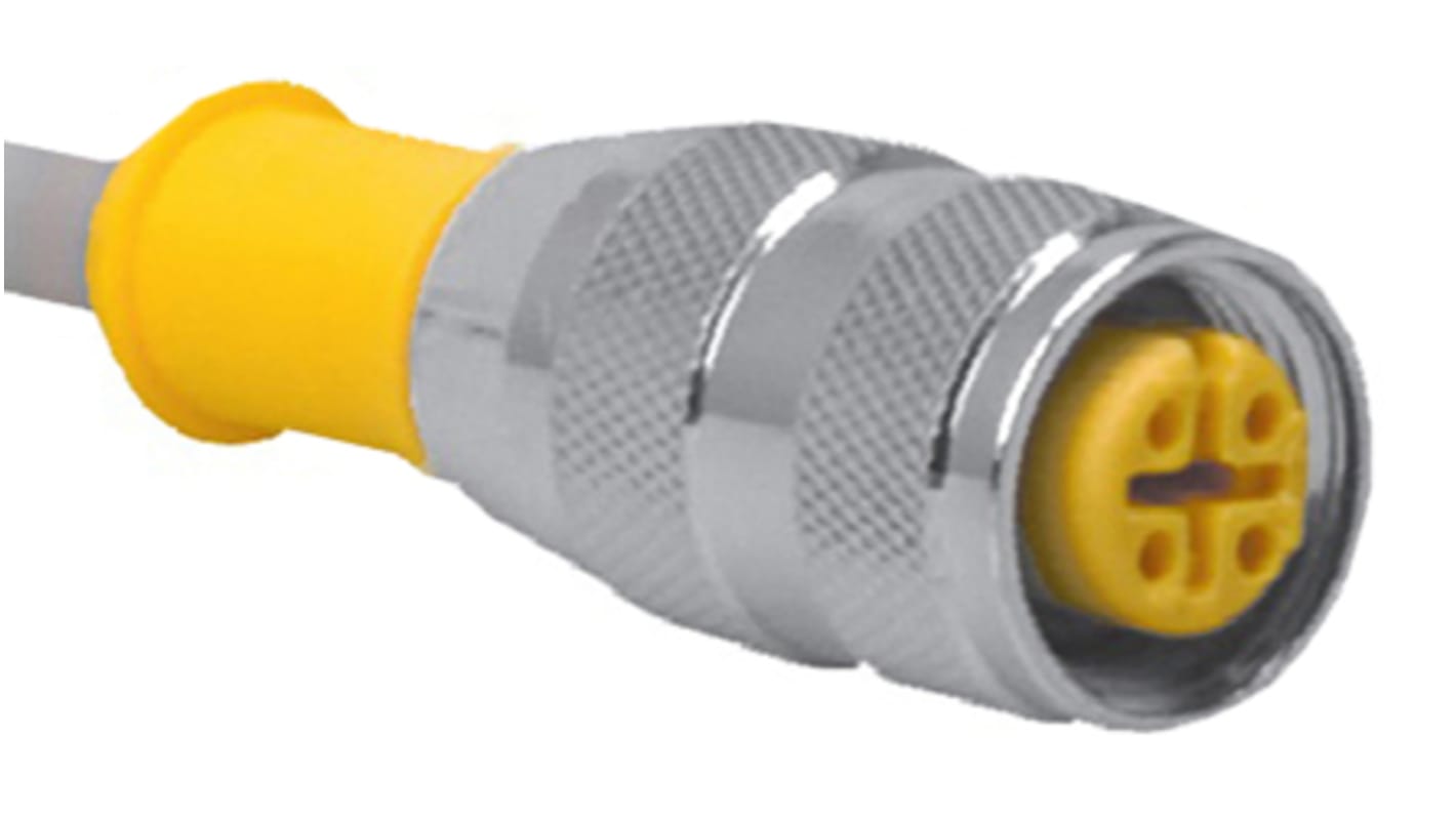 Cable de conexión Turck, con. A M12 Hembra, 4 polos, long. 15m, 4 A, IP68, IP69K