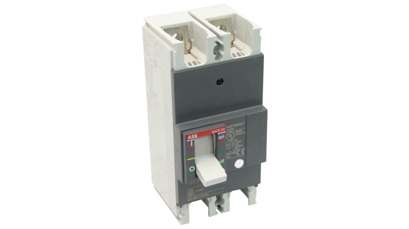 Disyuntores de caja moldeada MCCB ABB, DP Polos, 125 A, Capacidad de Ruptura 25 kA a 240 V ac, 25 kA a 250 V dc