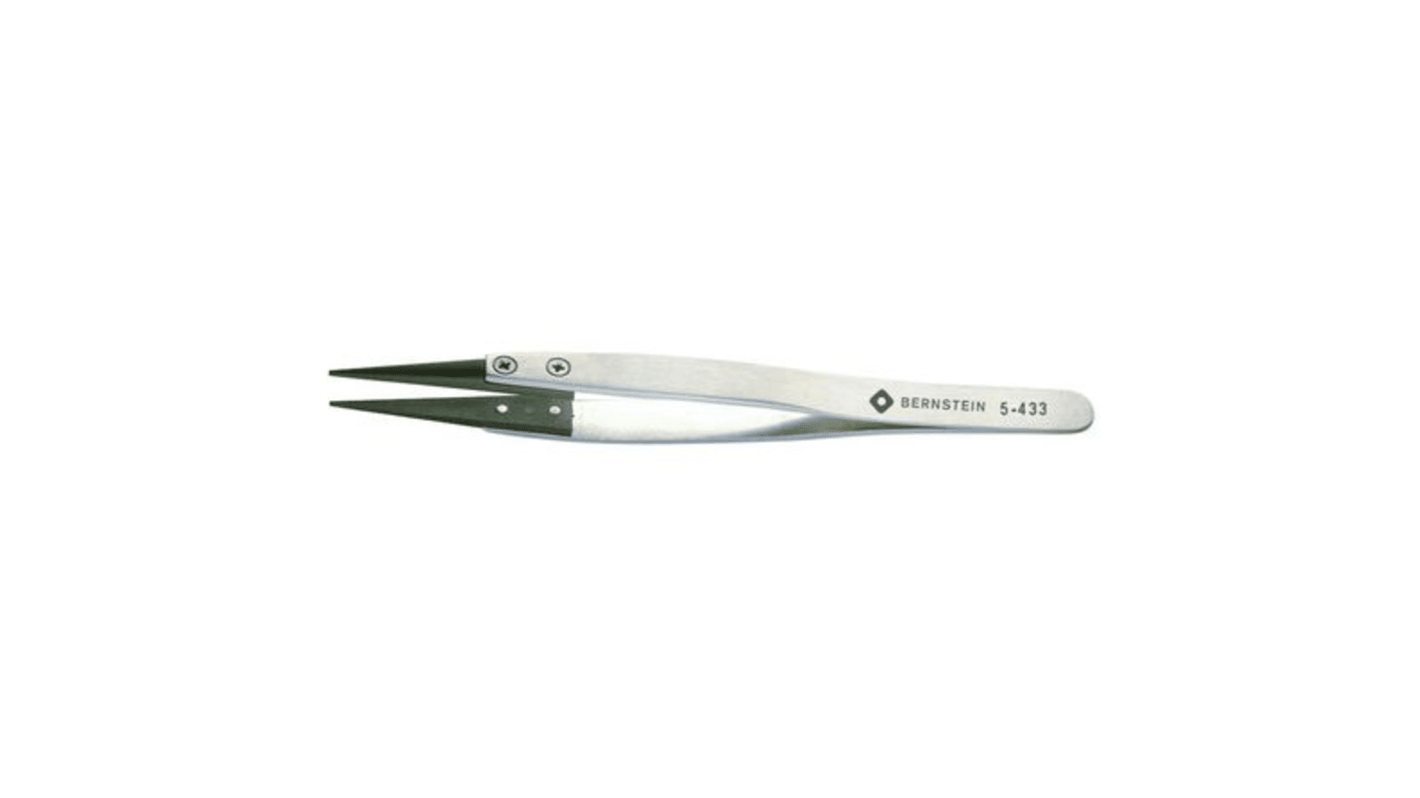 Bernstein AG 125 mm, Stainless Steel, Flat, ESD Tweezers