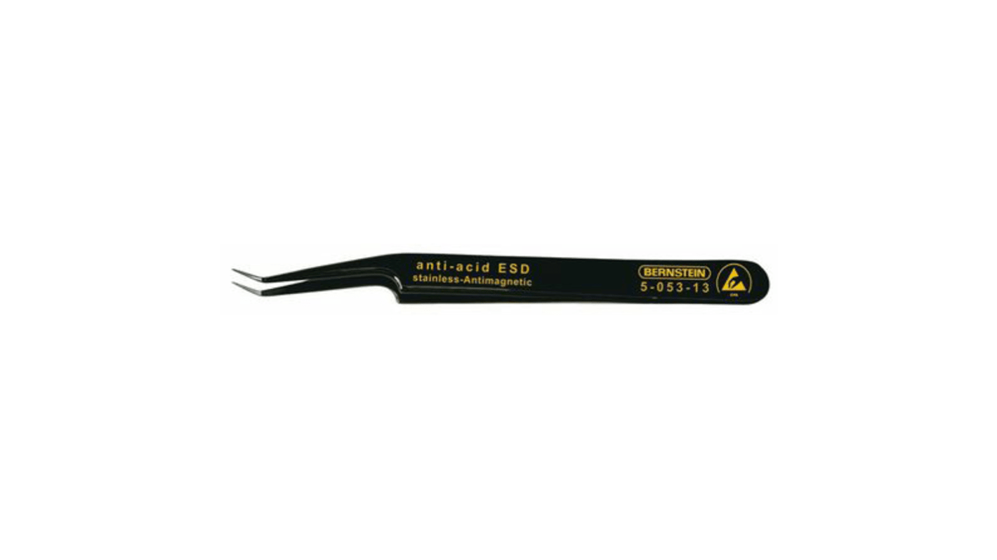 Bernstein AG 110 mm, Stainless Steel, Oblique, ESD Tweezers