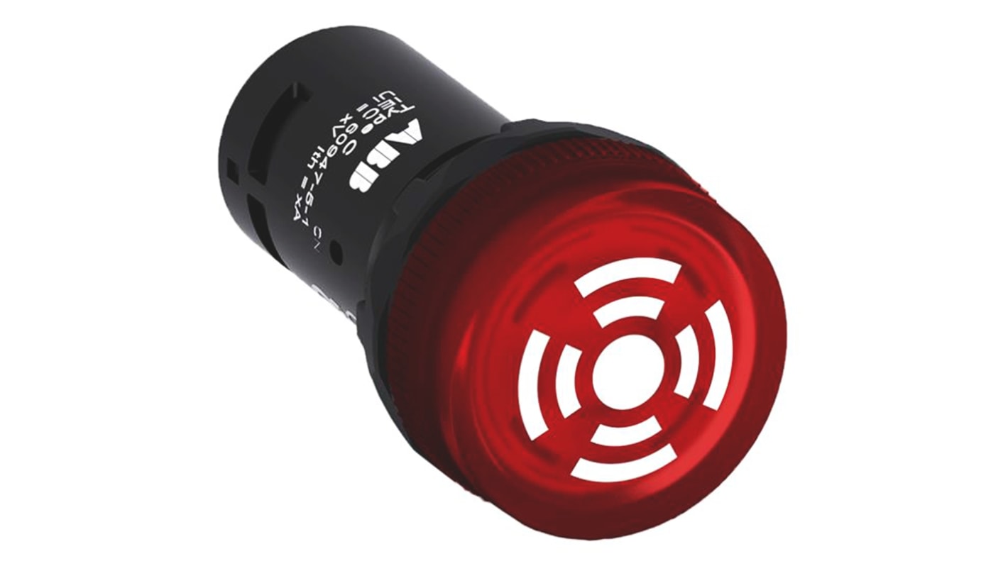 ABB, ABB Compact, Panel Mount Red LED Buzzer, 22mm Cutout, IP66, IP67, IP69K, Round, 24V ac/dc