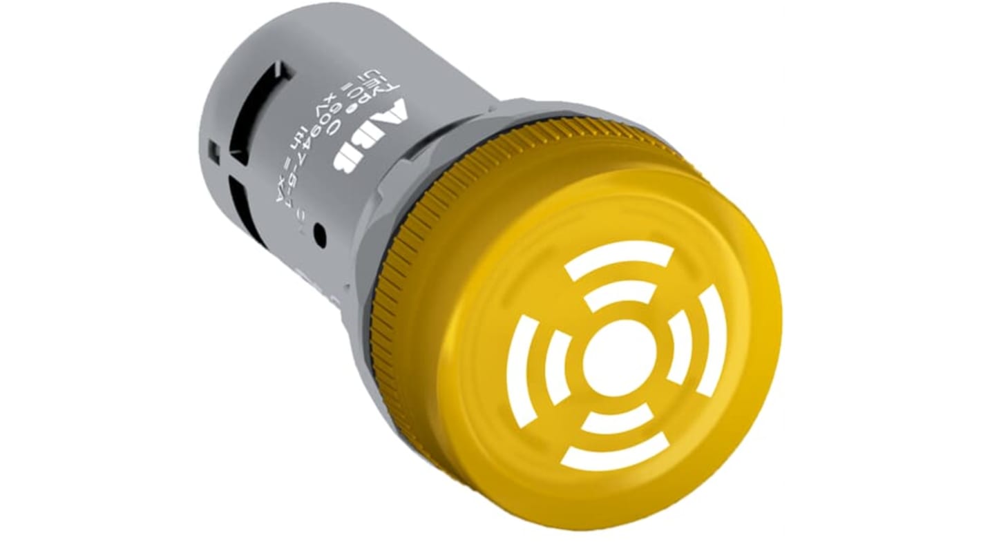 ABB, Compact, Panel Mount Yellow LED Buzzer, 22mm Cutout, IP66, IP67, IP69K, Round, 230V ac/dc