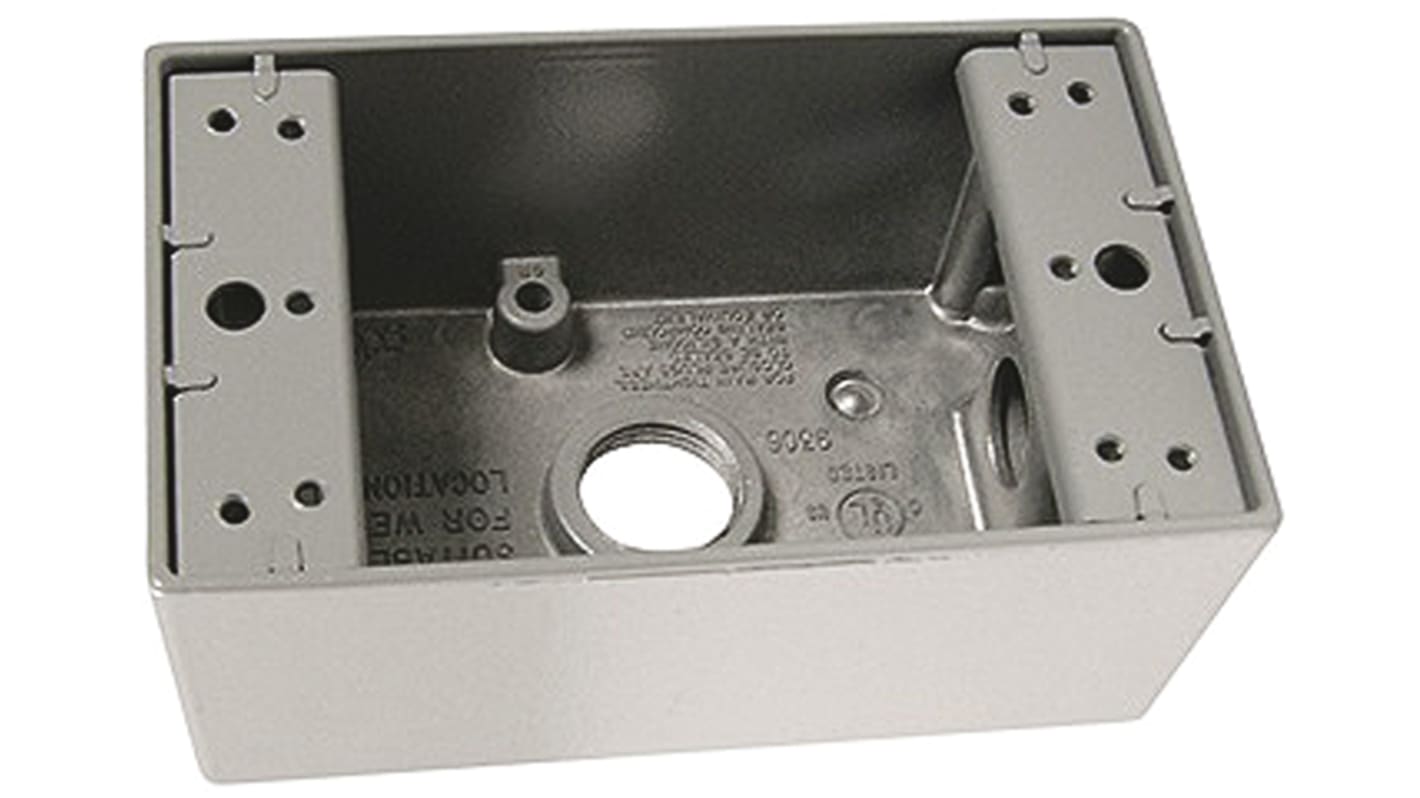 WPB23 PASS & SEYMOUR Grey Aluminium Back Box, 1 Gangs, 2.86 x 2.09 x