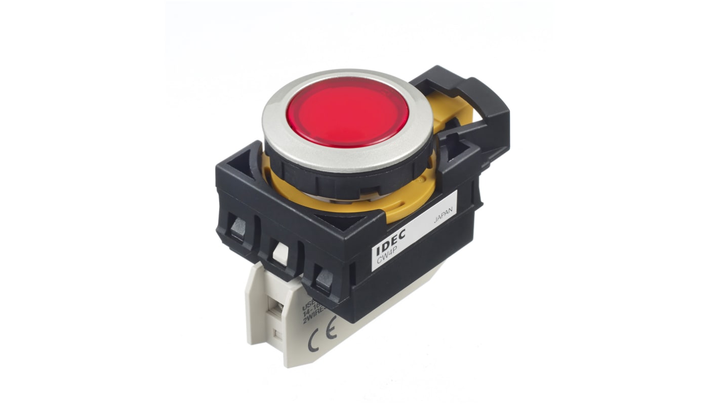 Indicador LED Idec, Rojo, lente enrasada, Ø montaje 22.3mm, 16.5mA