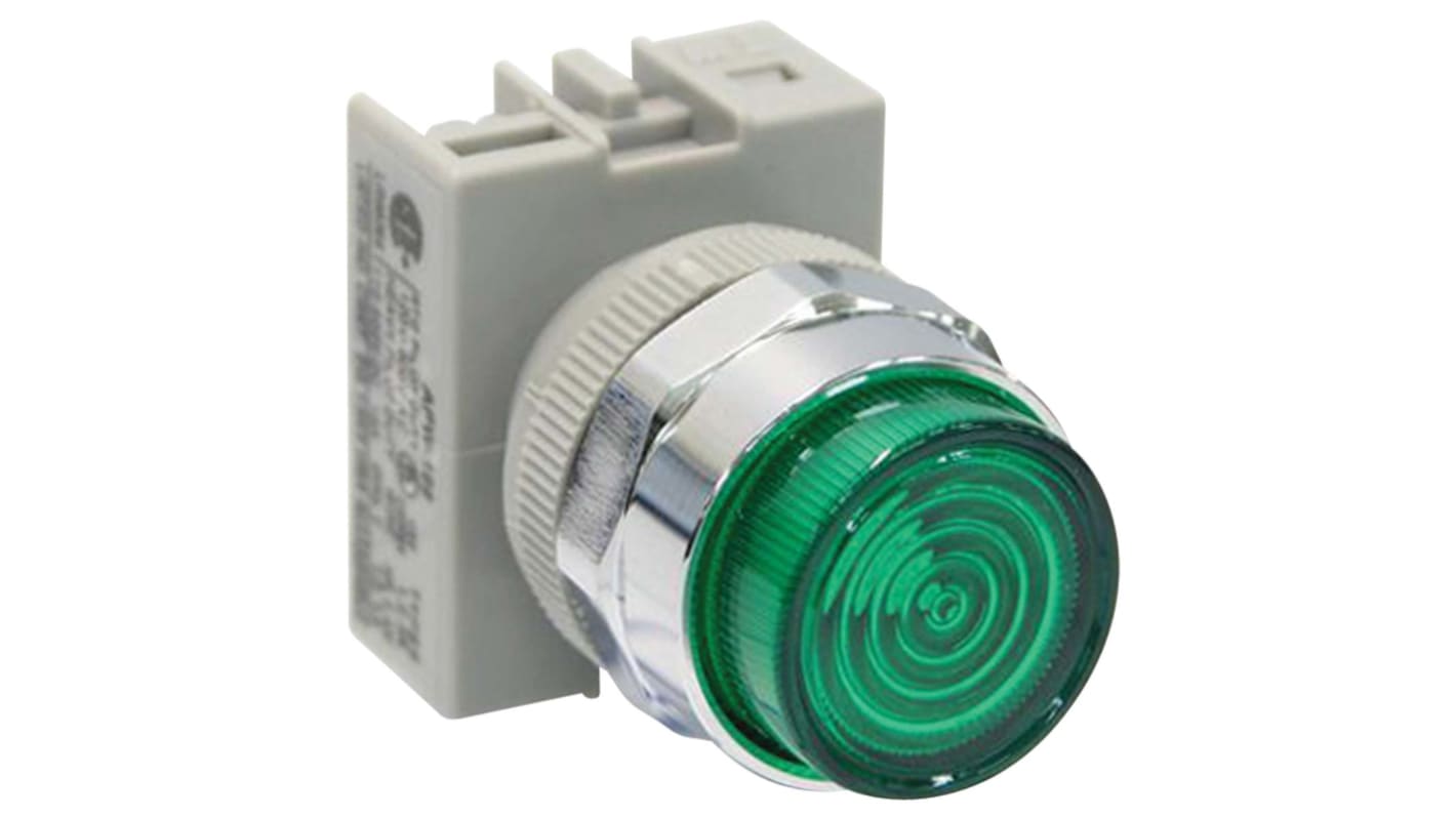 Indicador LED Idec, Verde, lente enrasada, Ø montaje 22mm, 11mA