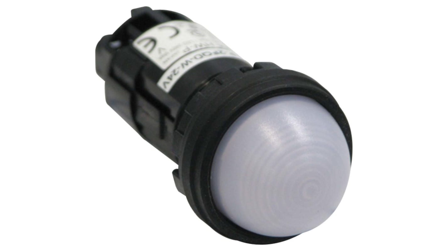 Indicador LED Idec, Blanco, lente enrasada, marco Negro, Ø montaje 24.1 x 22.3mm, 11mA