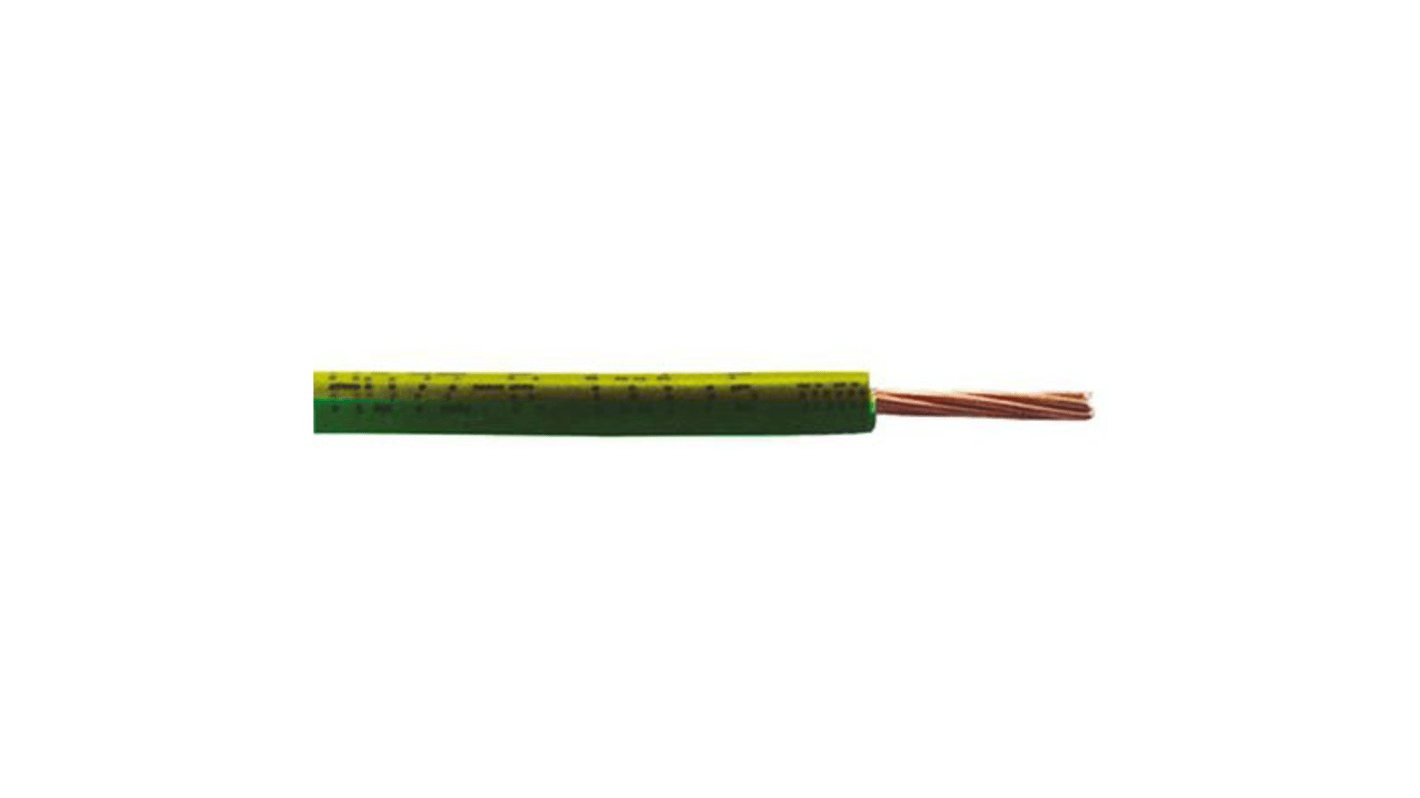 RS PRO Green/Yellow 4 mm² Hook Up Wire, 100m