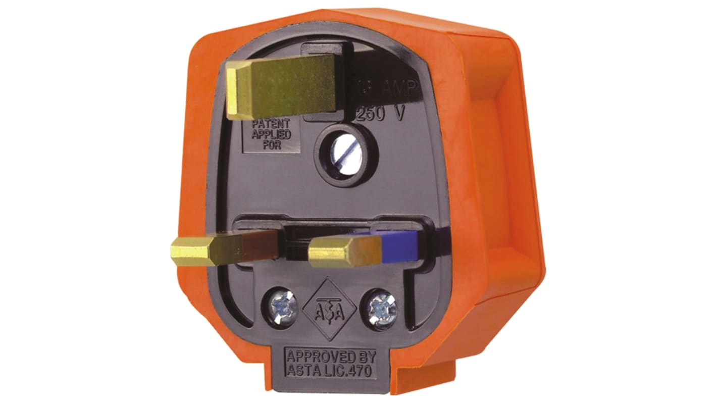 MK Electric Stikprop, 13A, 250 V, 1P+N+E, Kabelmontering, Orange, Han Type G - britisk BS1363