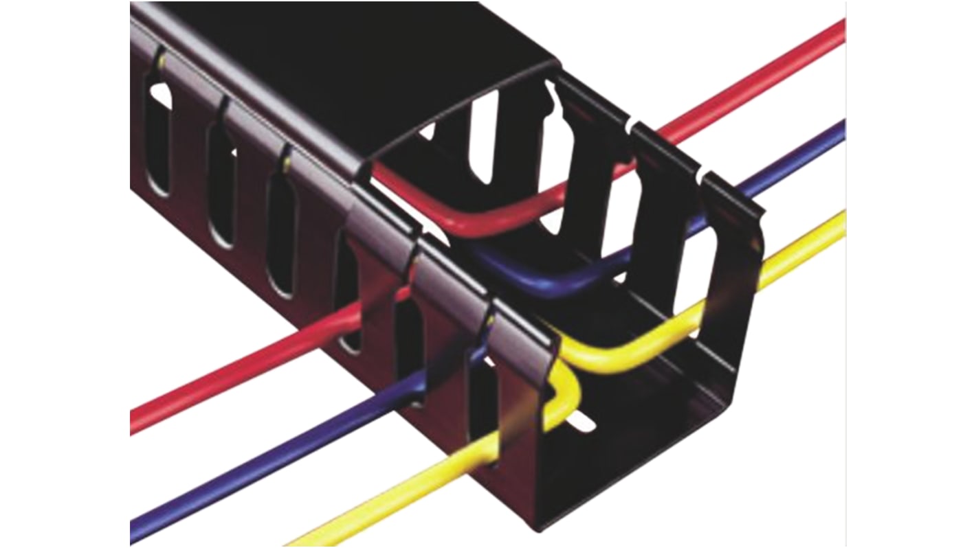 Betaduct Verdrahtungskanal Schwarz, 25 mm x 54mm Kunststoff, Länge 2m, Seitenwand Offen