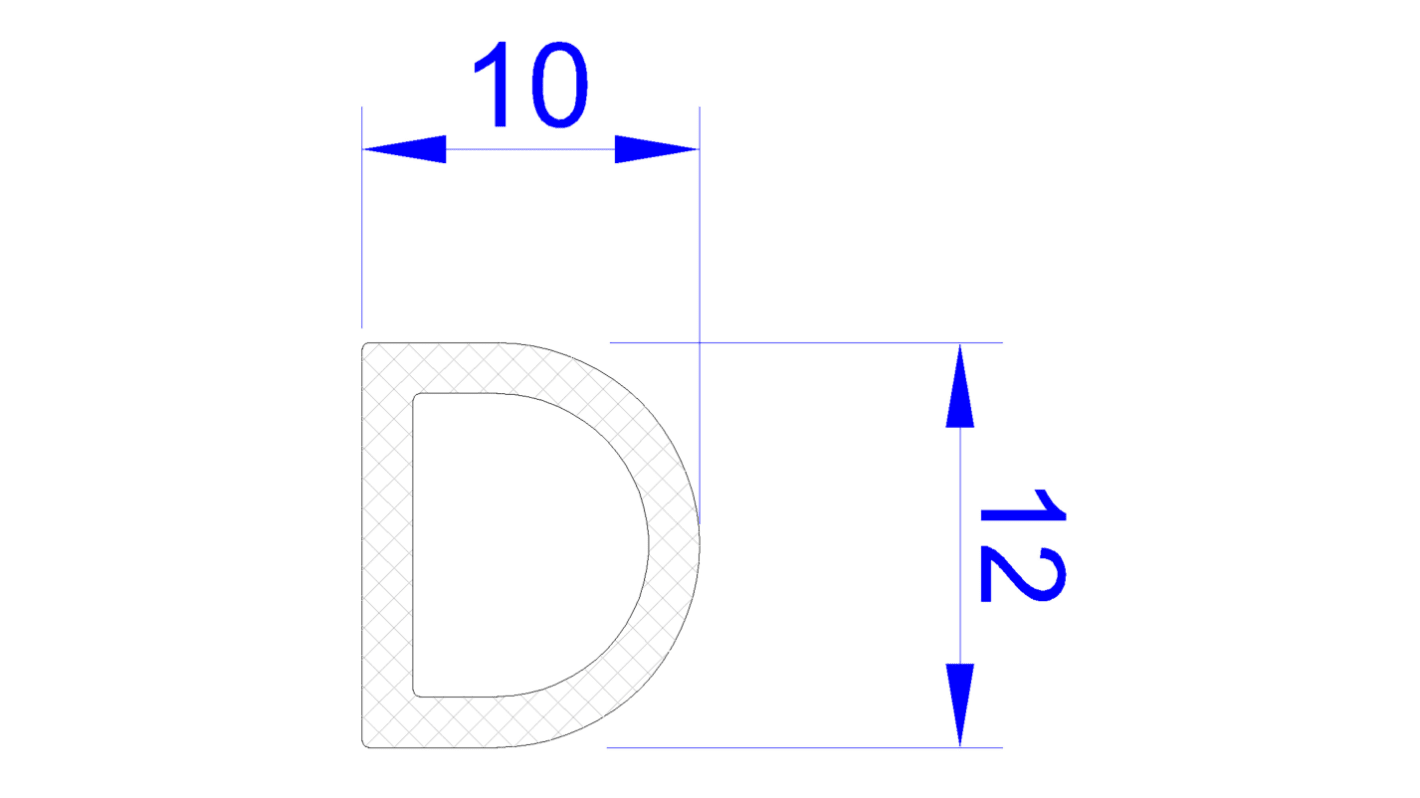 Joint d'étanchéité RS PRO en EPDM Noir, 20m x 10 mm x 12mm