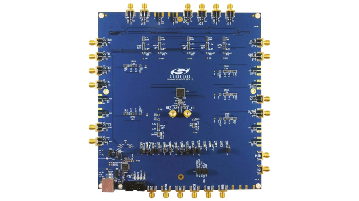 Placa de evaluación Multiplicador de reloj/Atenuador de fluctuación Silicon Labs - Si5347-EVB