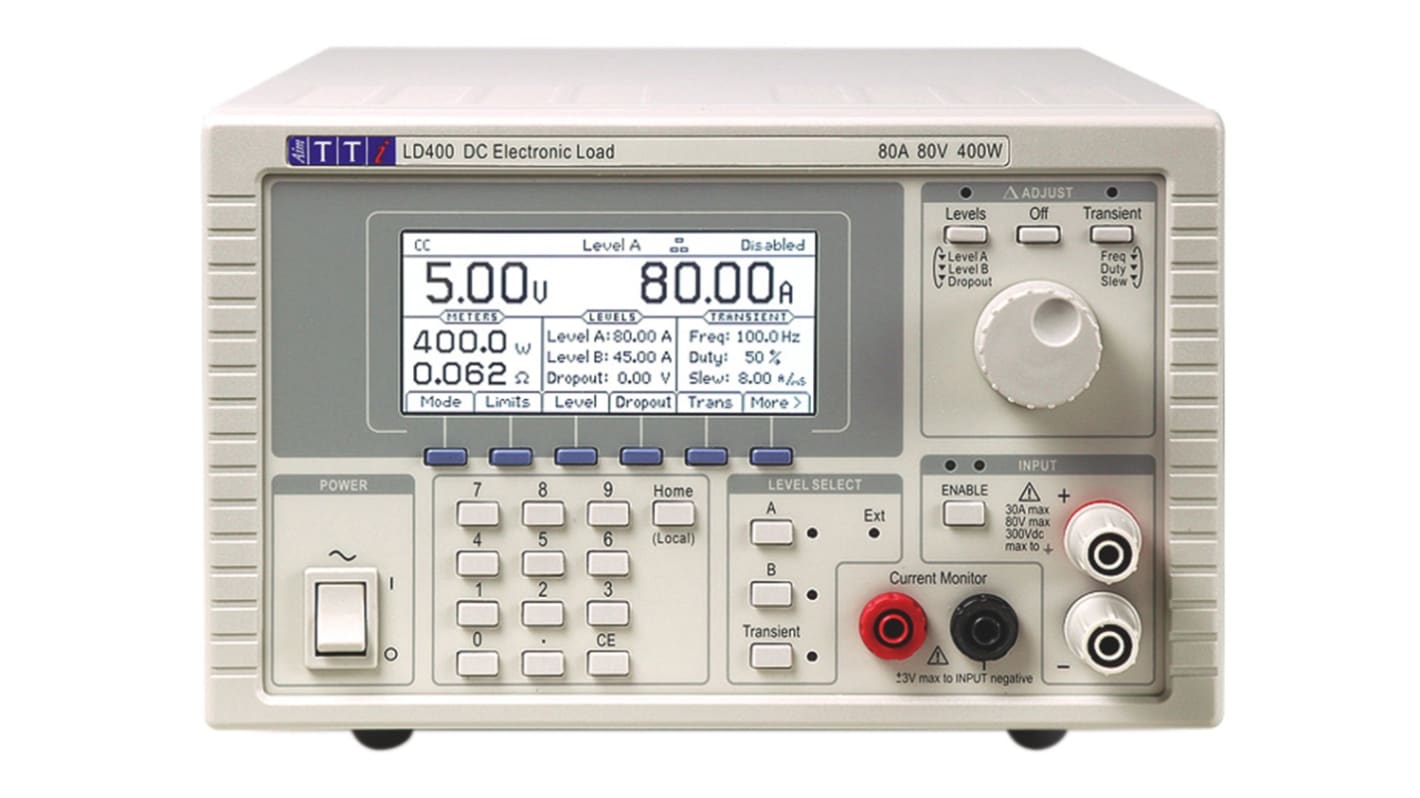 Elektroniczne obciążenie DC Aim-TTi LD400 Series stała moc 0 → 400 W stały prąd 0 → 80 A rozmiar 3 U