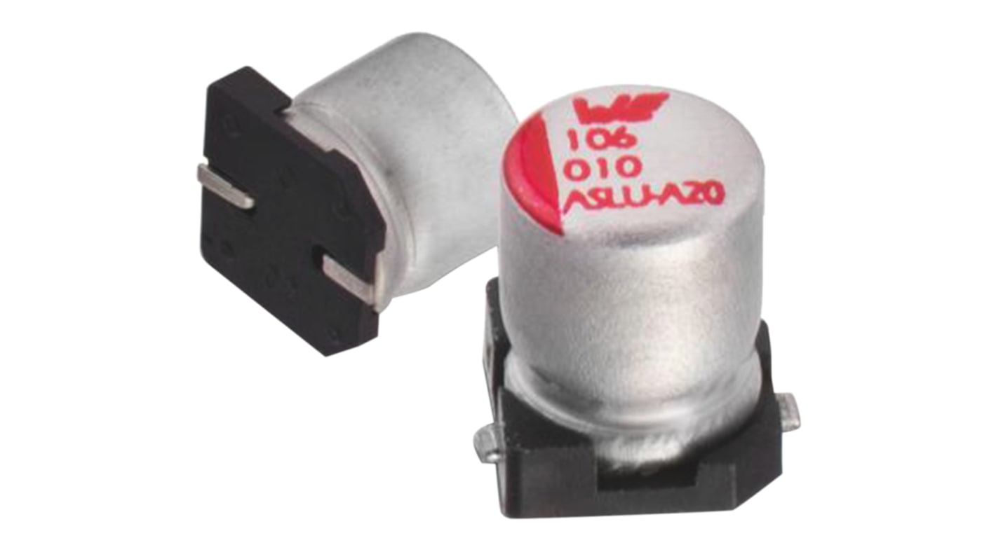 Condensador electrolítico Wurth Elektronik serie WCAP-ASLU, 33μF, ±20%, 16V dc, mont. SMD, 5.5 (Dia.) x 6.15mm, paso