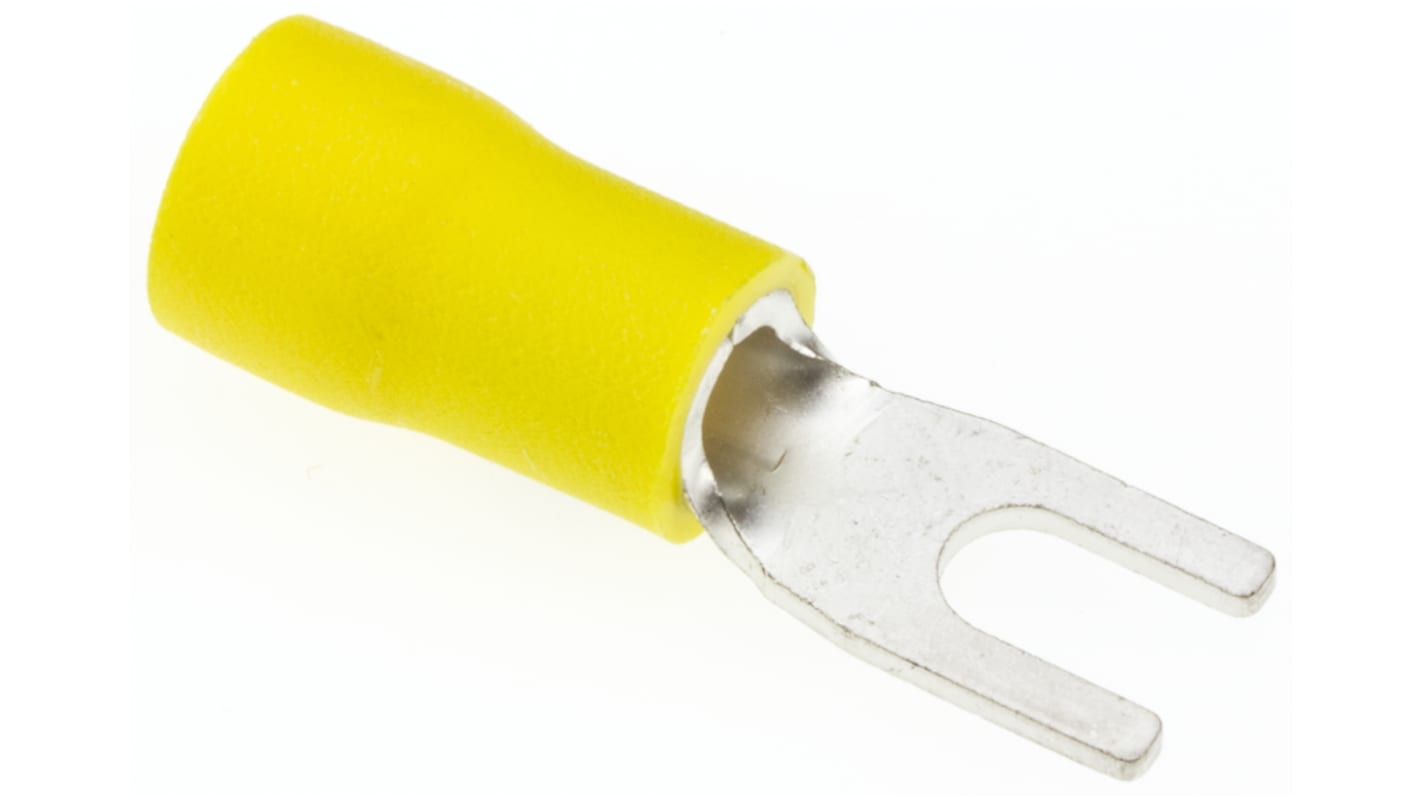 JST, A Insulated Crimp Spade Connector, 2.6mm² to 6.6mm², 12AWG to 10AWG, 3.5mm Stud Size Vinyl, Yellow