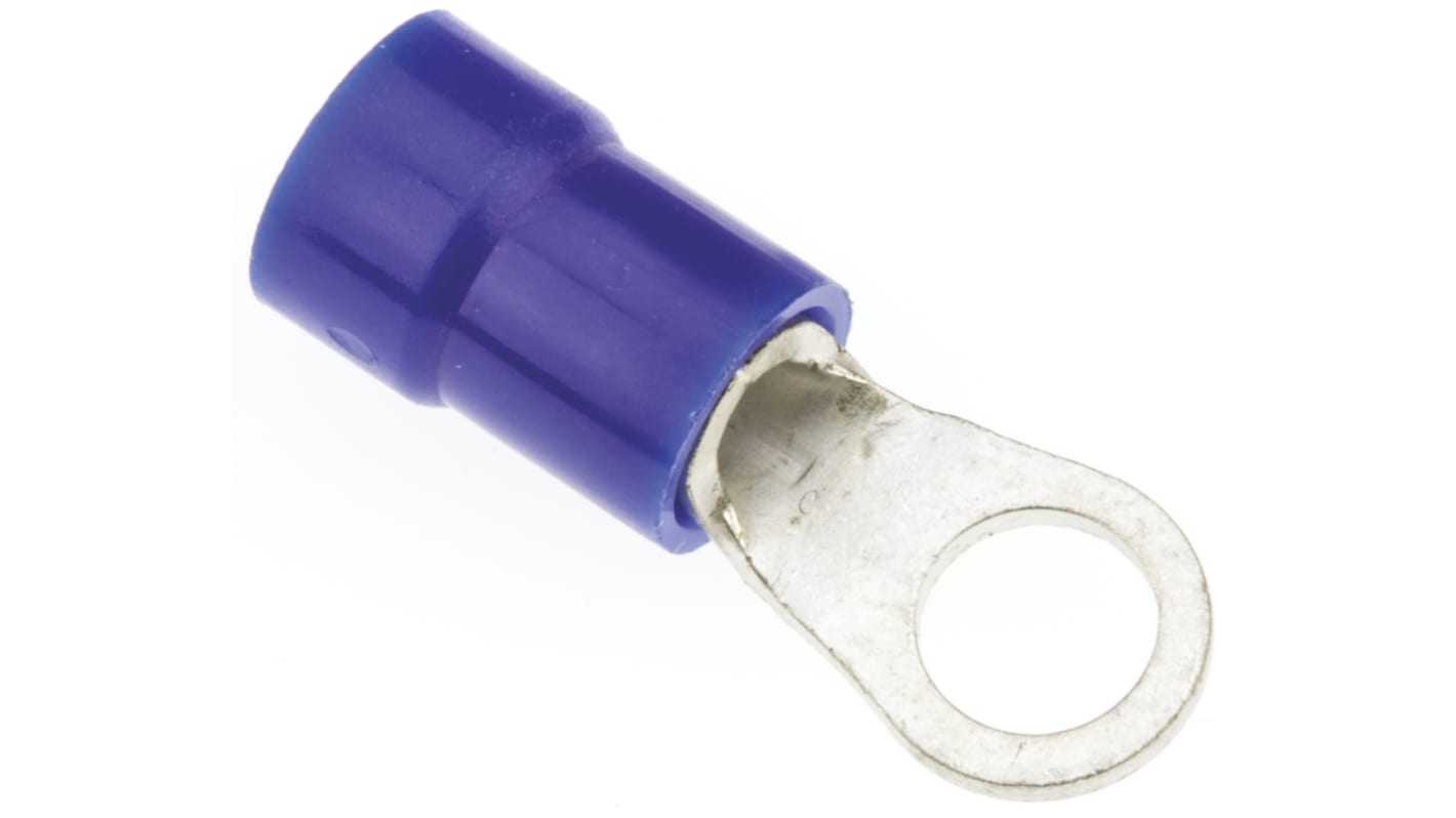 JST, R Insulated Ring Terminal, 4mm Stud Size, 1mm² to 2.6mm² Wire Size, Blue