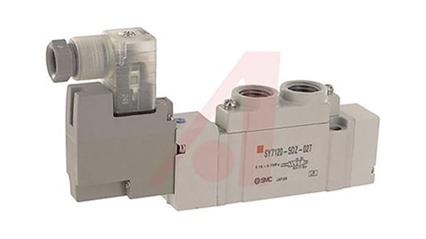 Elettrovalvola pneumatica di controllo pilotata SMC, NPTF 1/4, funzione 5/2, azionamento Solenoide/Pilota, 24V cc