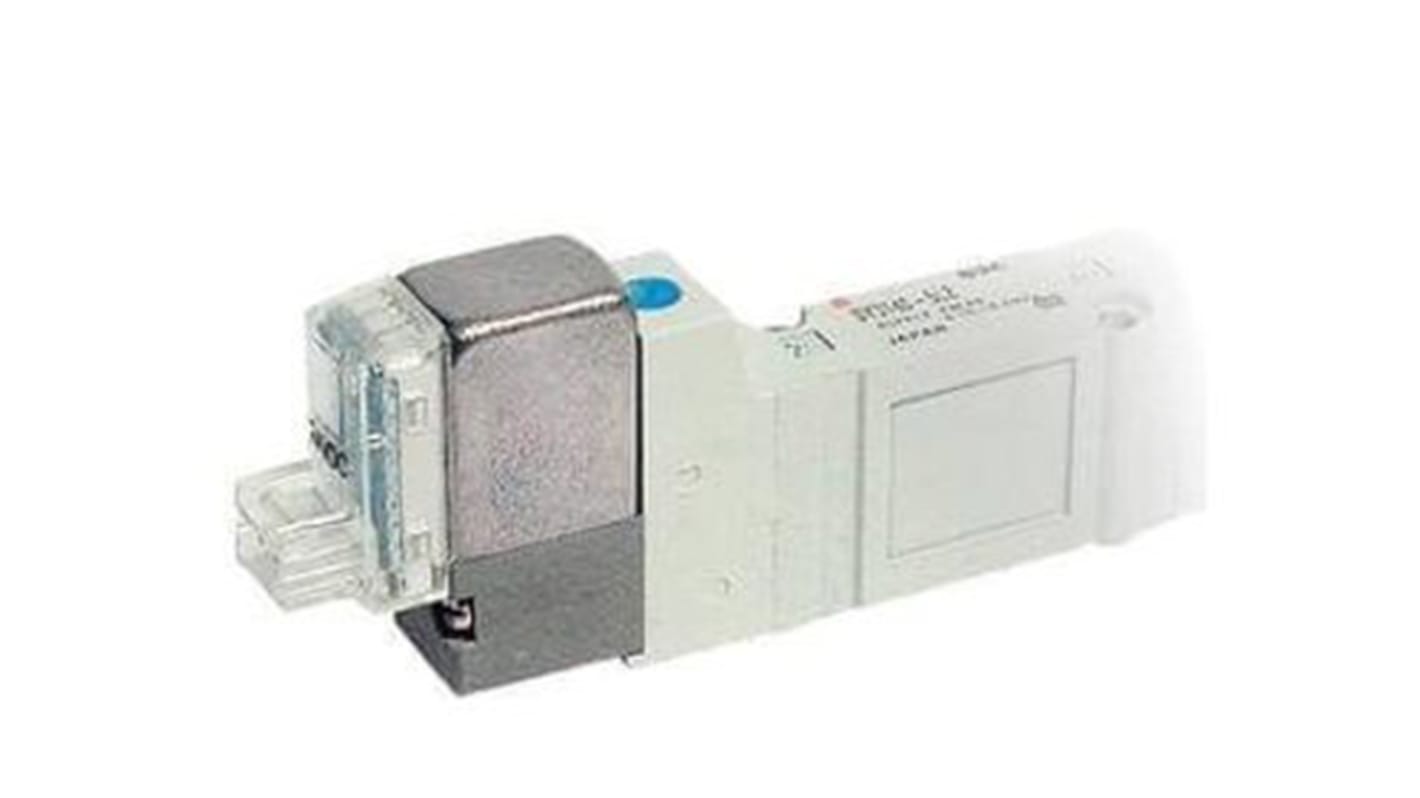 SMC 5/3 Pneumatic Solenoid Valve - Solenoid/Pilot/Spring SY5000 Series 24V dc