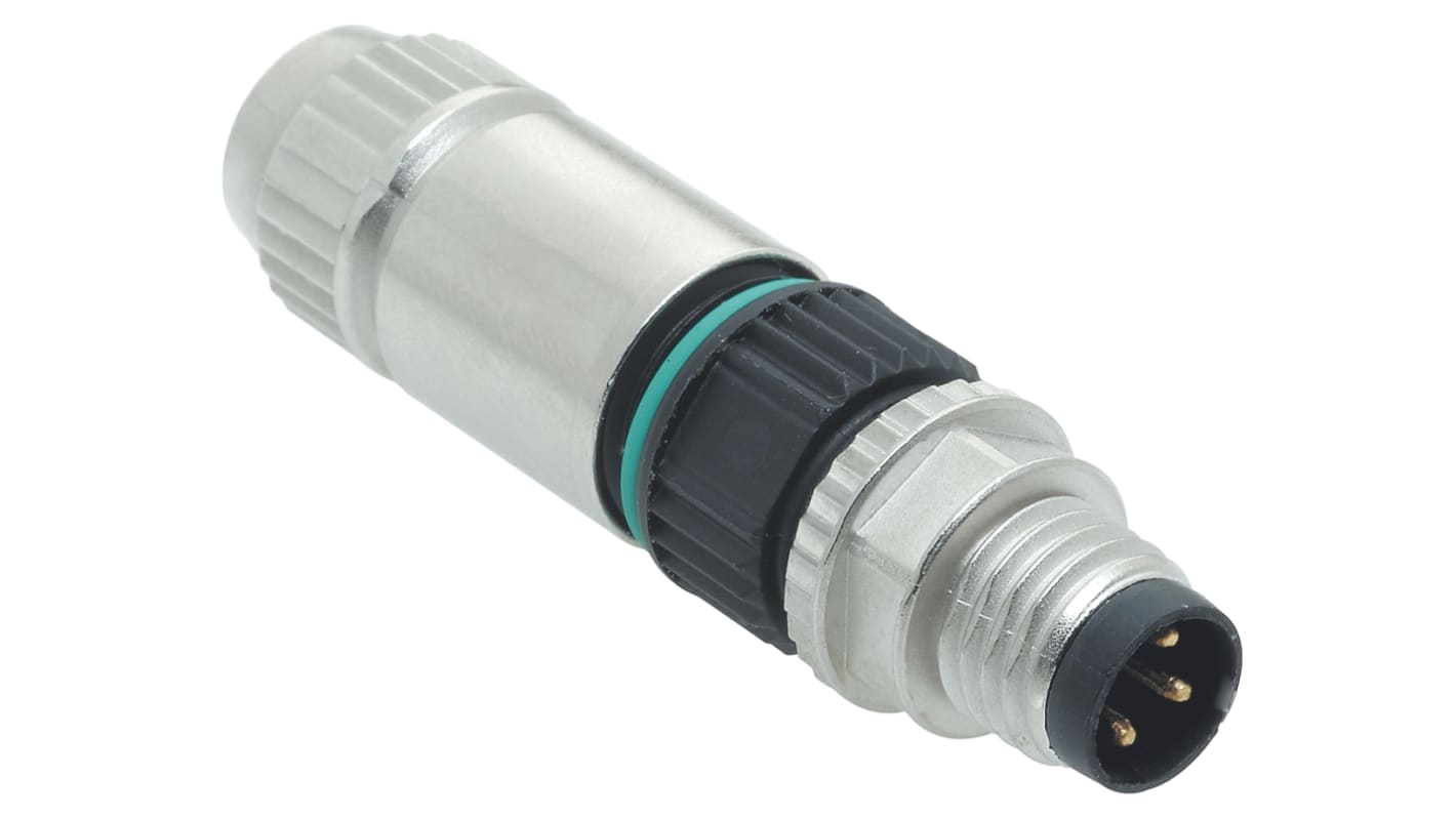 Conector circular HARTING macho serie M8 de 3 vías macho, montaje aéreo, IP65, IP67