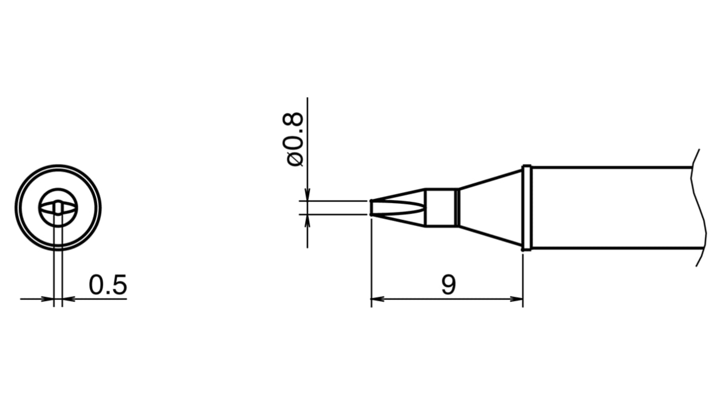 Hakko 0.8 mm Straight Chisel Soldering Iron Tip for use with HAKKO FX-100