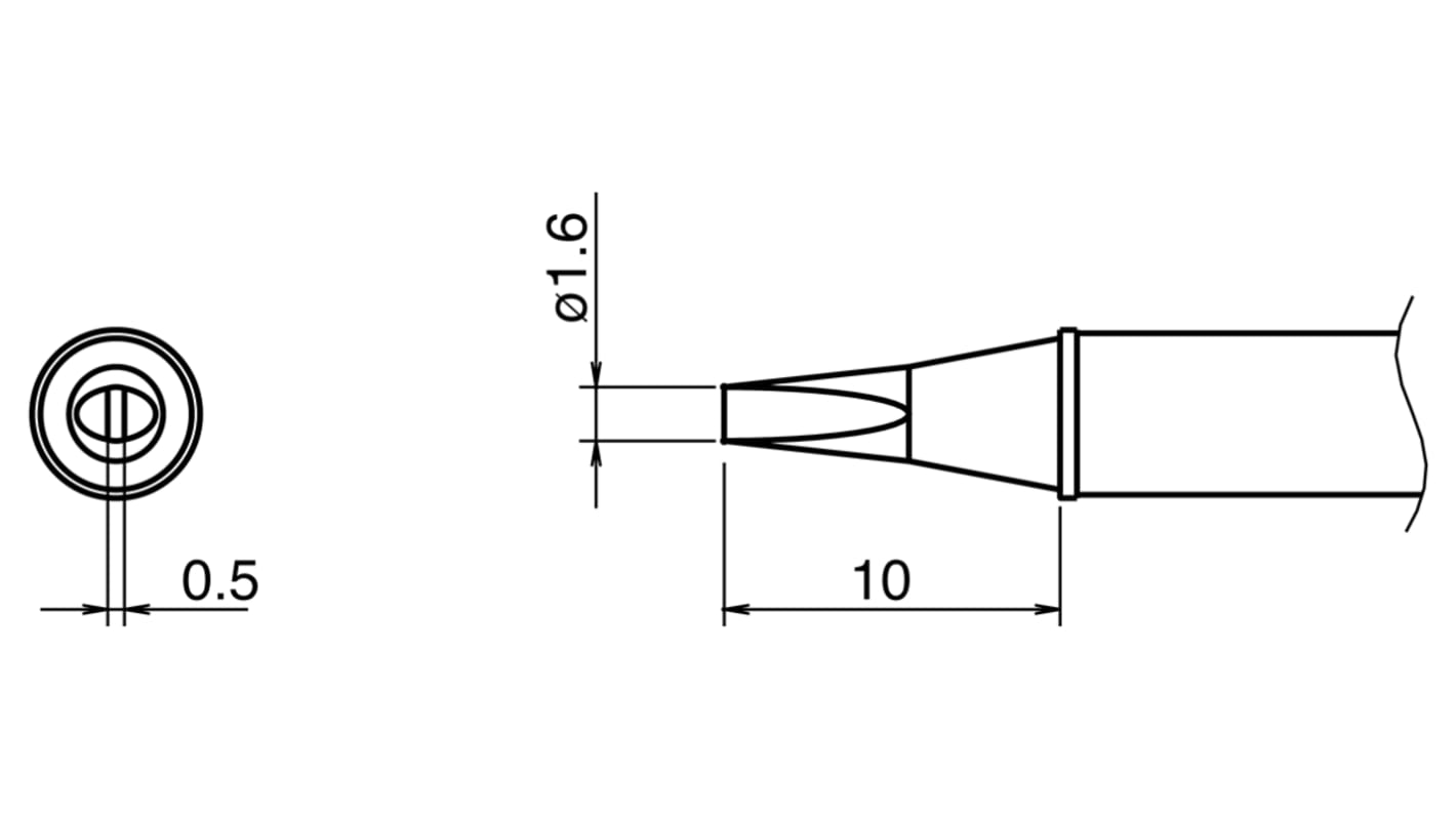 Hakko 1.6 mm Straight Chisel Soldering Iron Tip for use with HAKKO FX-100