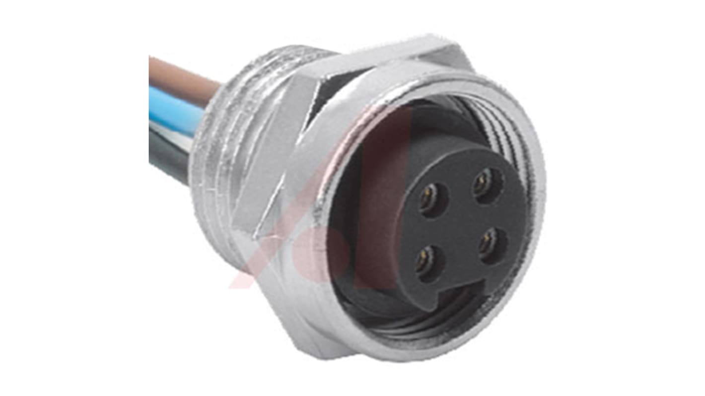 Conector circular Turck macho serie RKF de 4 vías hembra, Montaje en Panel, IP67