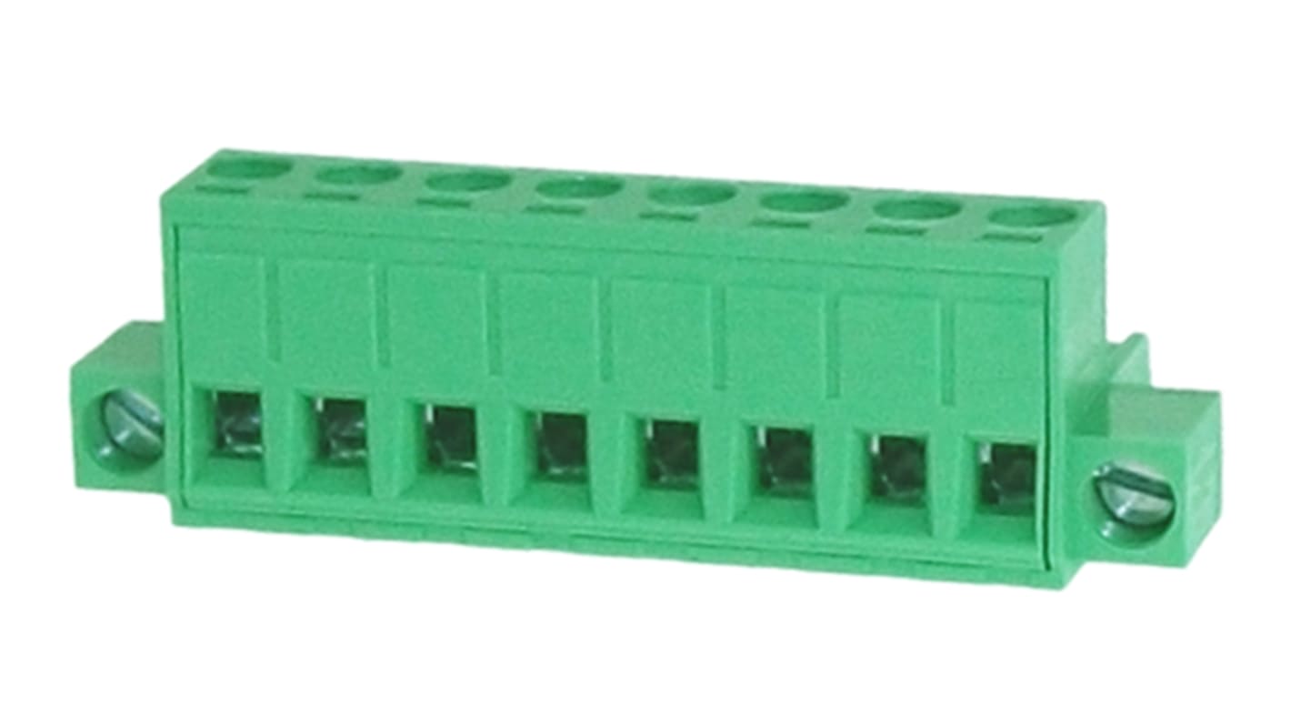 RS PRO 5mm Pitch 8 Way Pluggable Terminal Block, Plug, Through Hole, Screw Termination