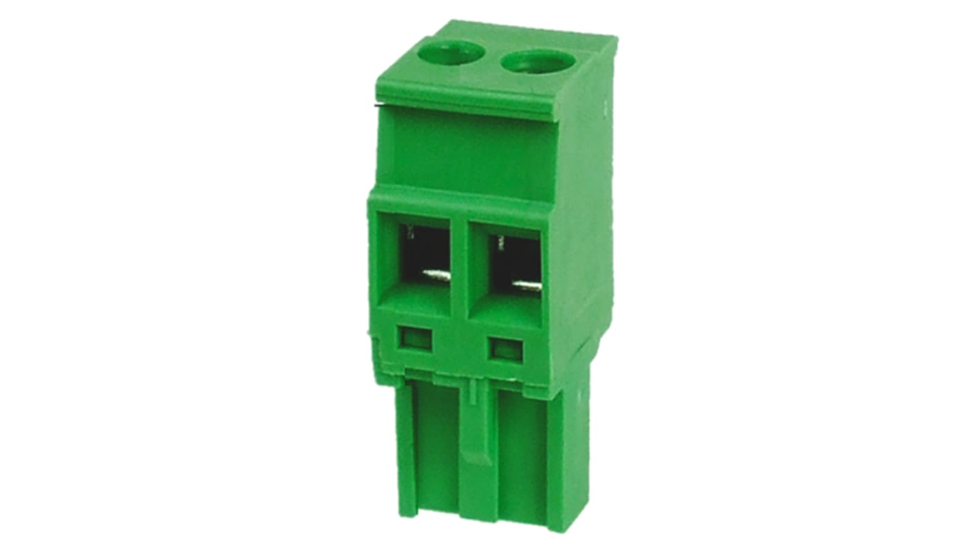 RS PRO 5mm Pitch 2 Way Pluggable Terminal Block, Plug, Through Hole, Screw Termination