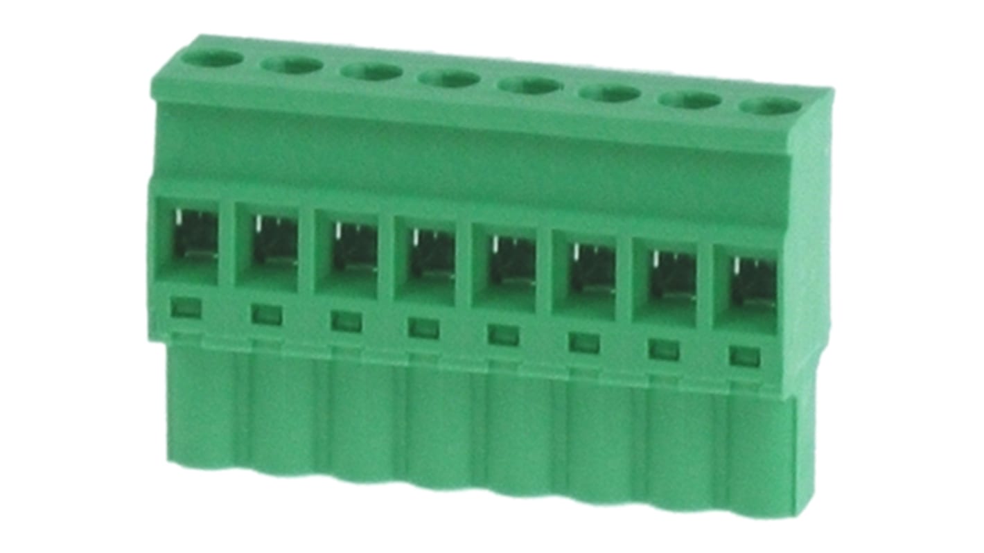 RS PRO 5mm Pitch 8 Way Pluggable Terminal Block, Plug, Through Hole, Screw Termination