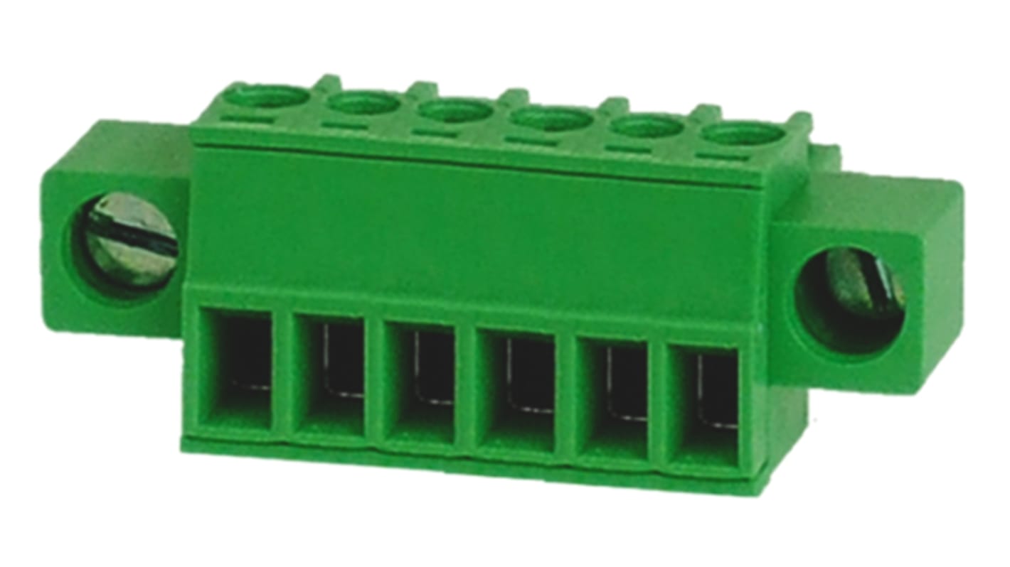 RS PRO 基板用端子台, 3.81mmピッチ , 1列, 6極, 緑